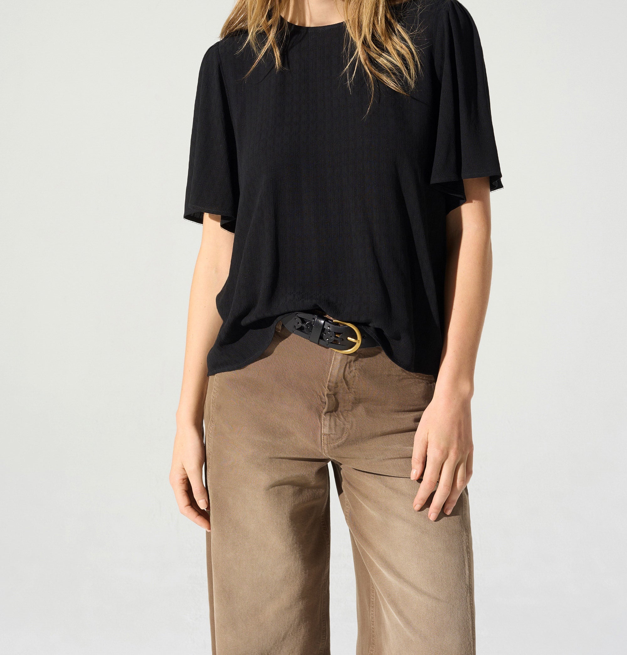 Blouse droite manches évasées acoté