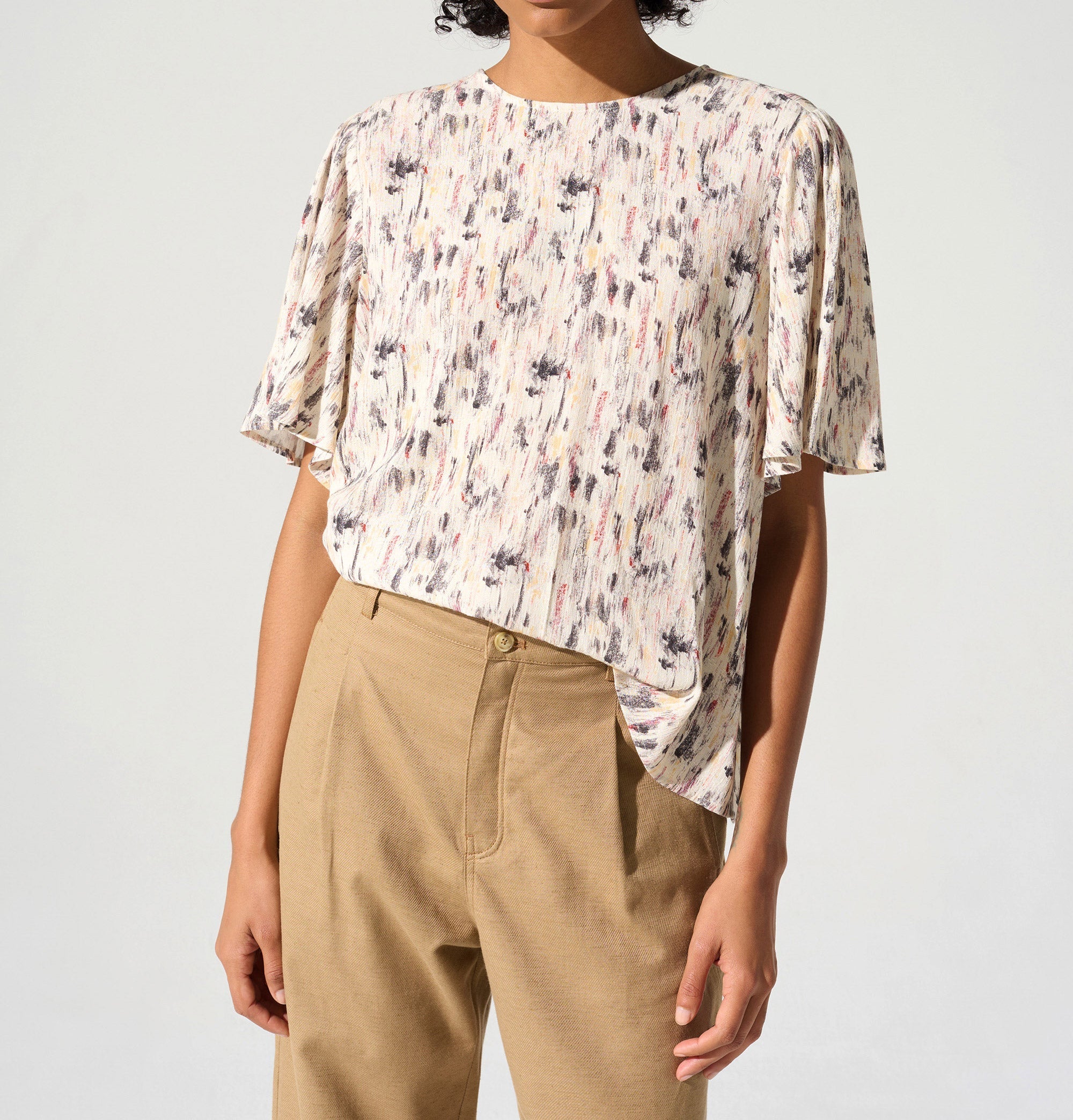 Blouse coupe droite imprimé « En relief » acoté