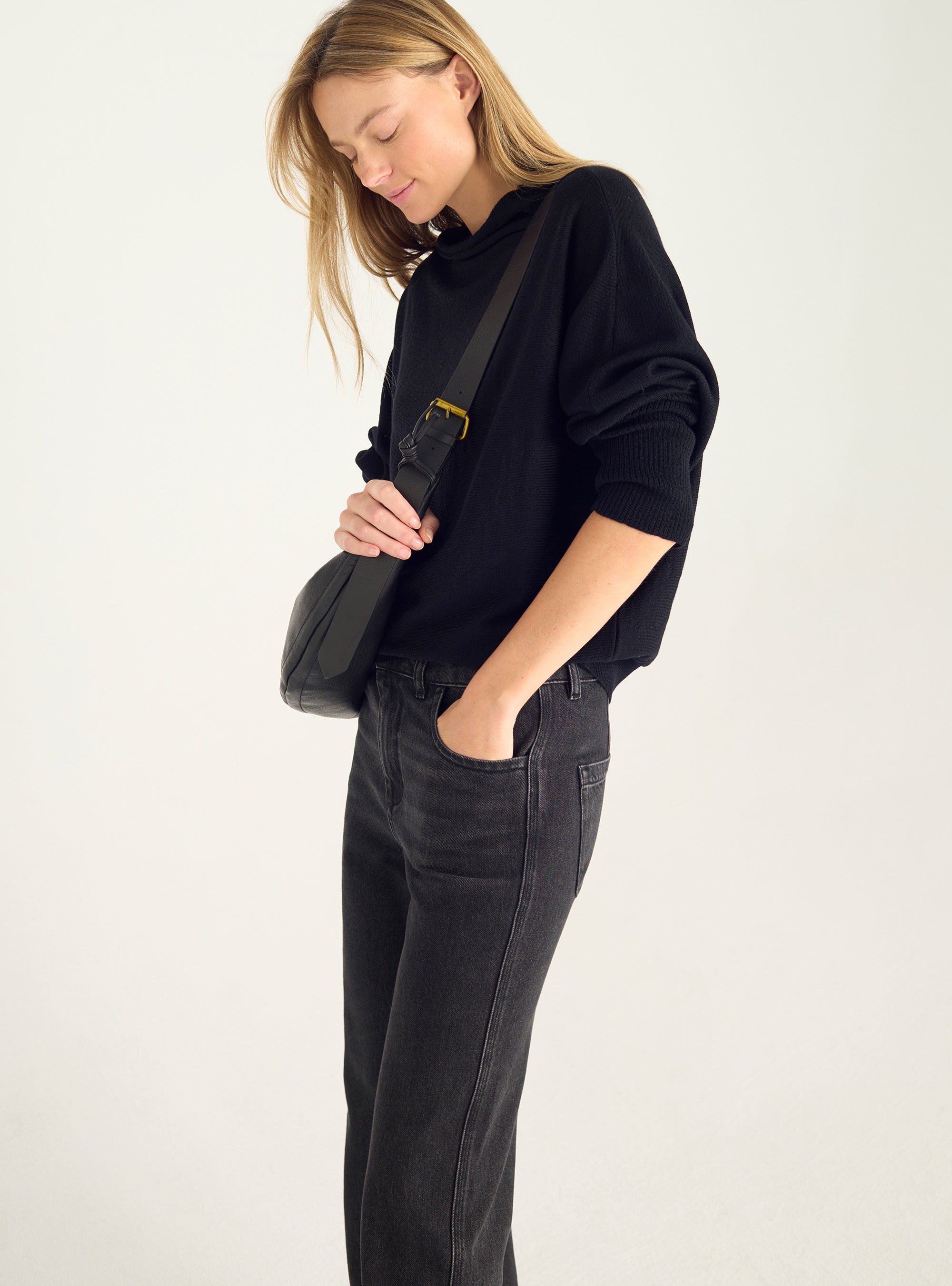 Oversize-Pullover mit drapiertem Kragen