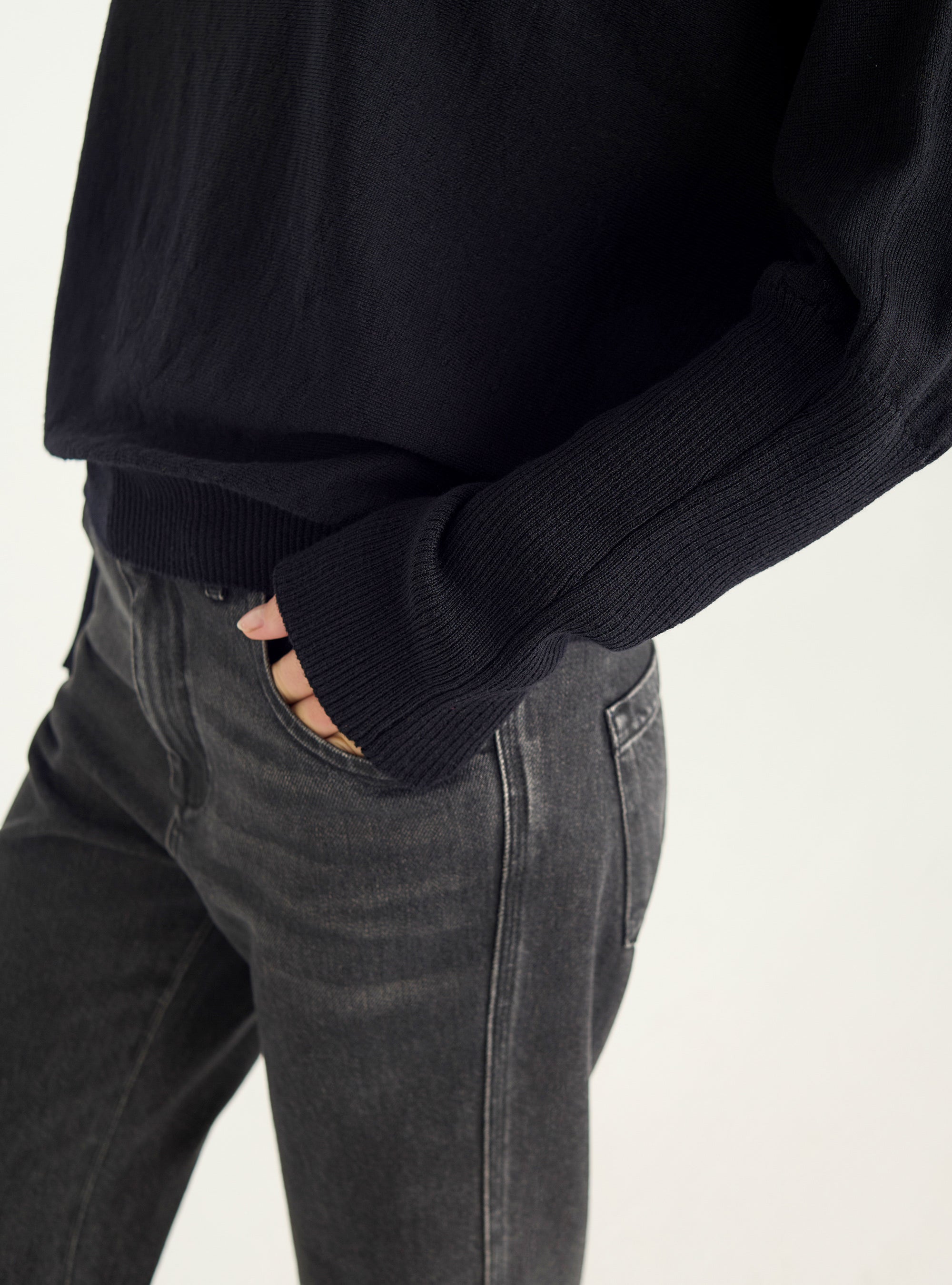 Oversize-Pullover mit drapiertem Kragen