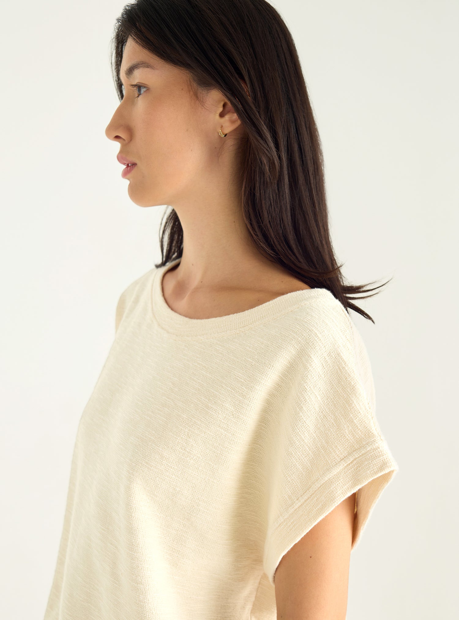 Loose-fitting slub interlock T-shirt