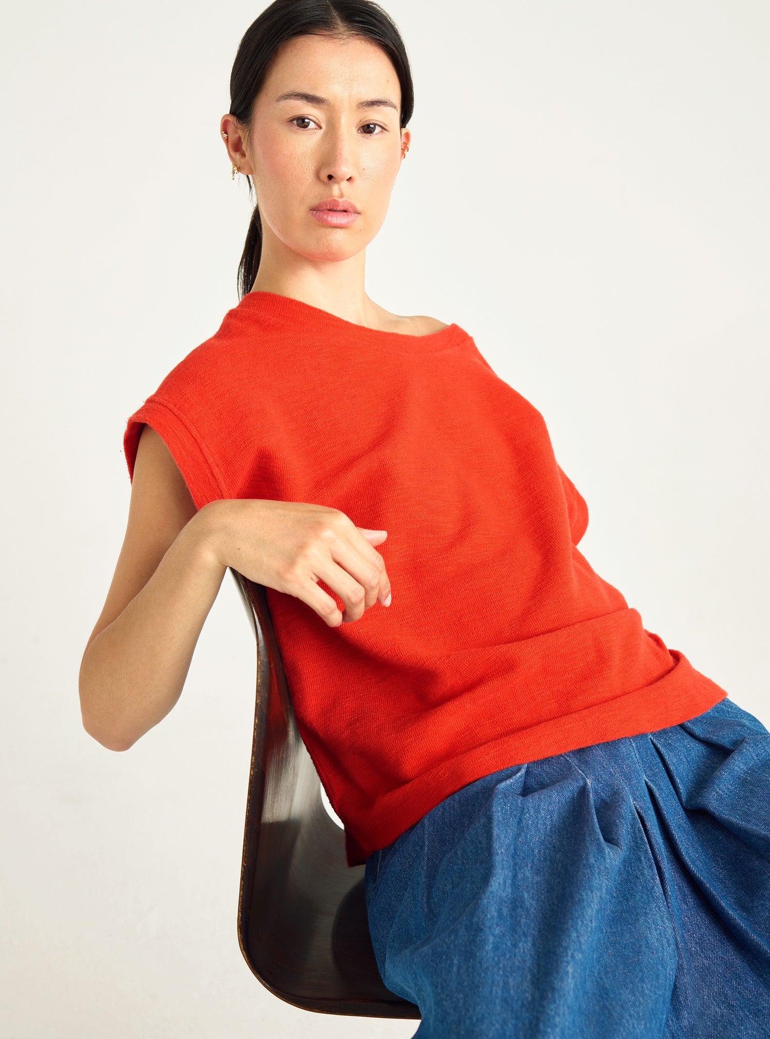 T-shirt ample en interlock flammé