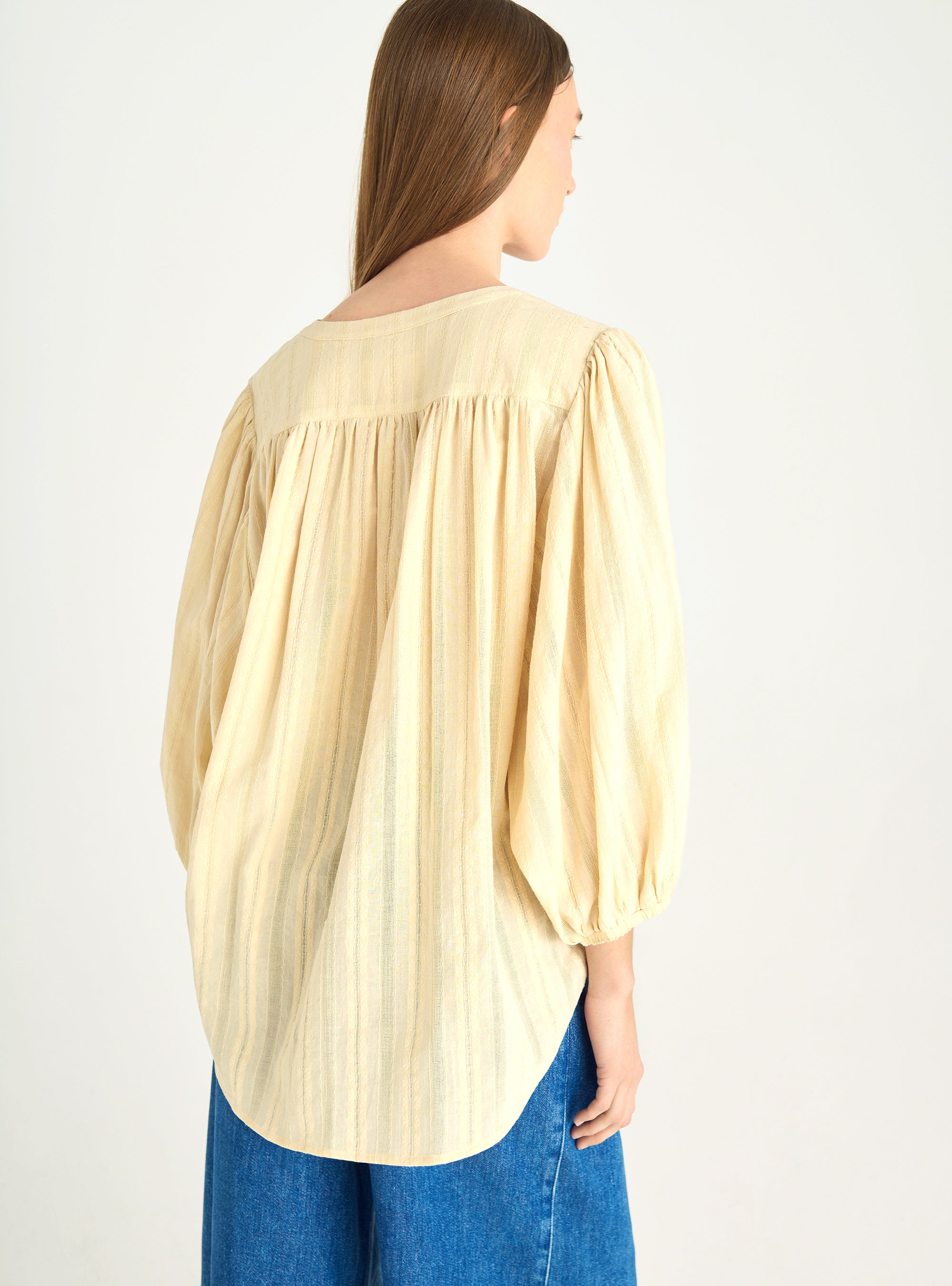 Oversized openwork cotton blouse
