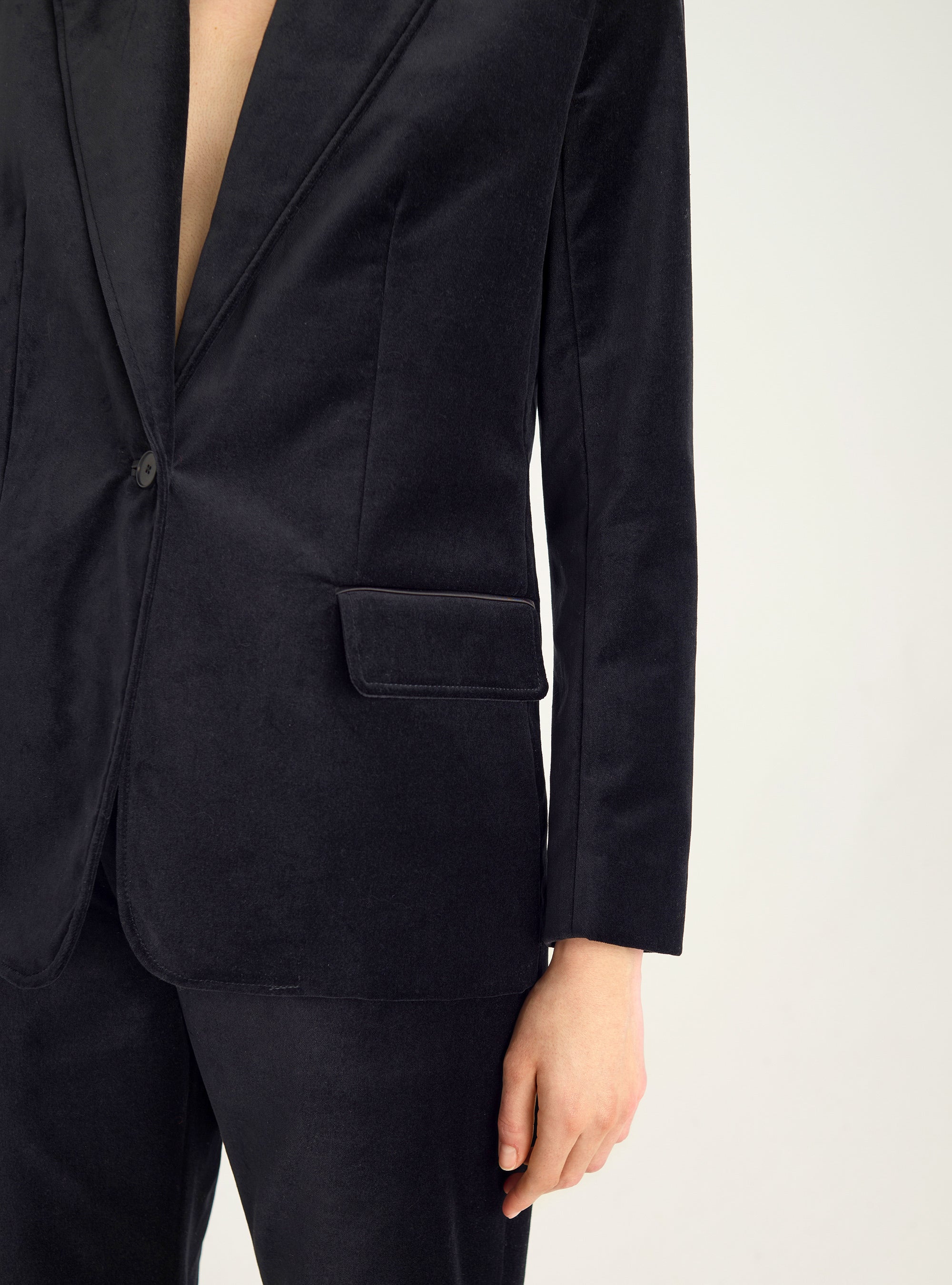 Blazer droit en velours ras