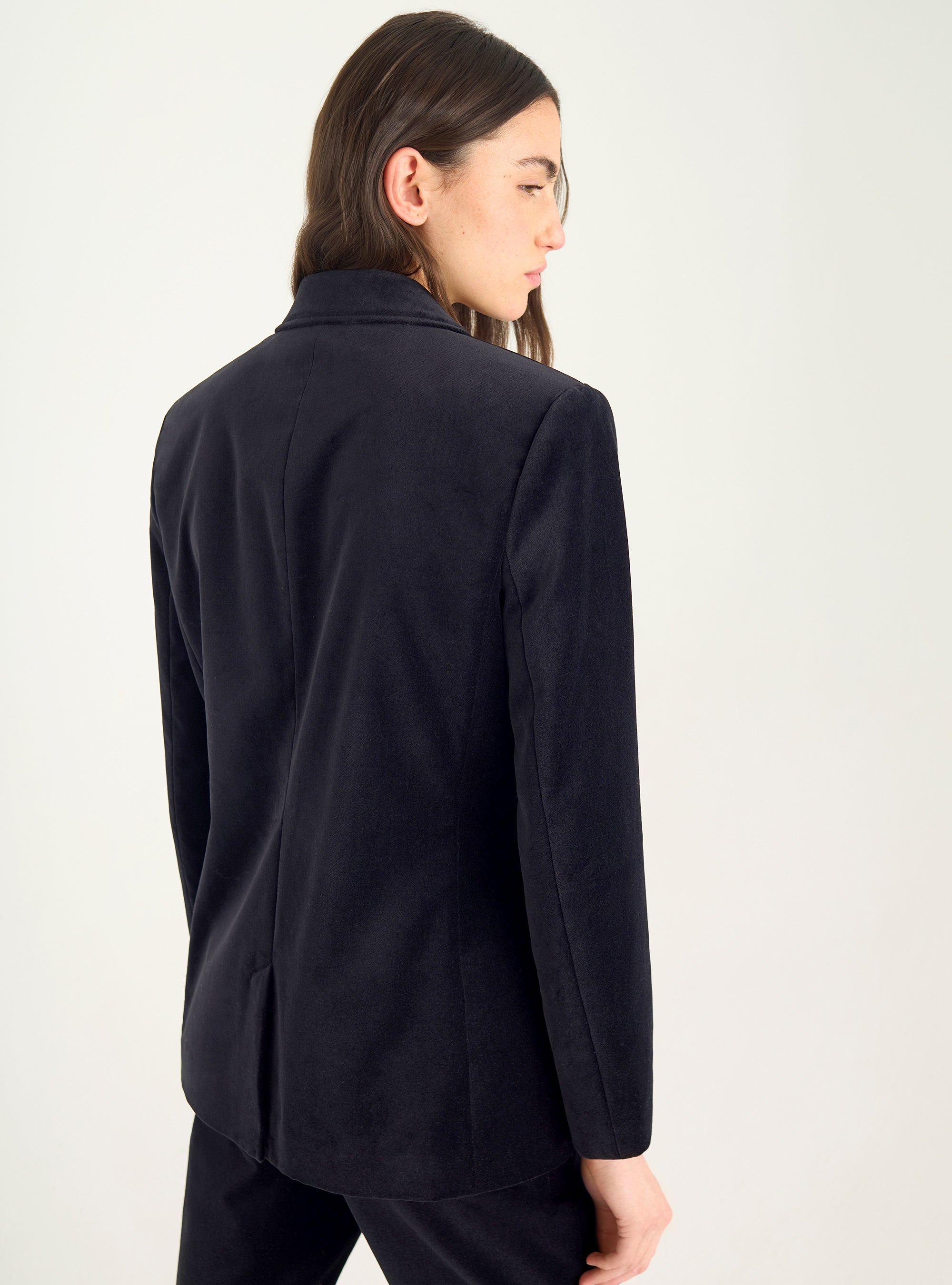 Blazer droit en velours ras