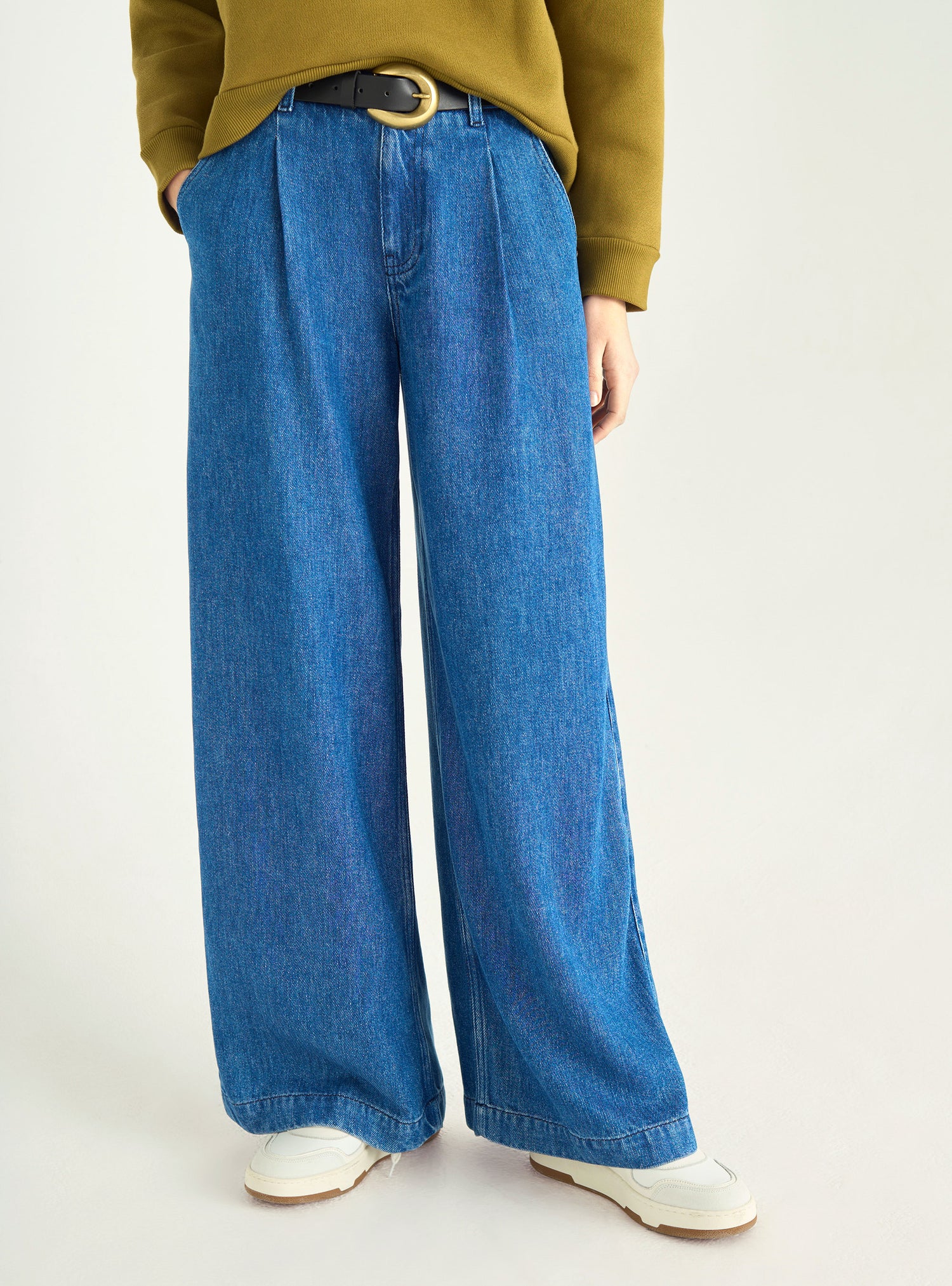 Jean ample et taille haute en denim de lyocell