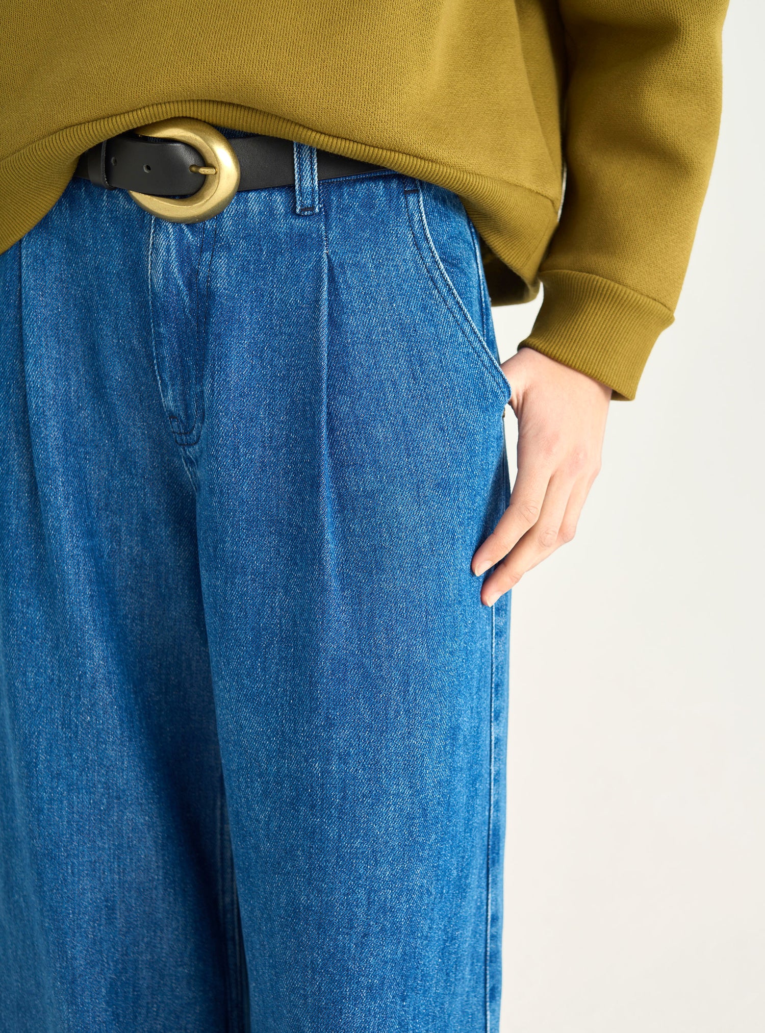 Jean ample et taille haute en denim de lyocell