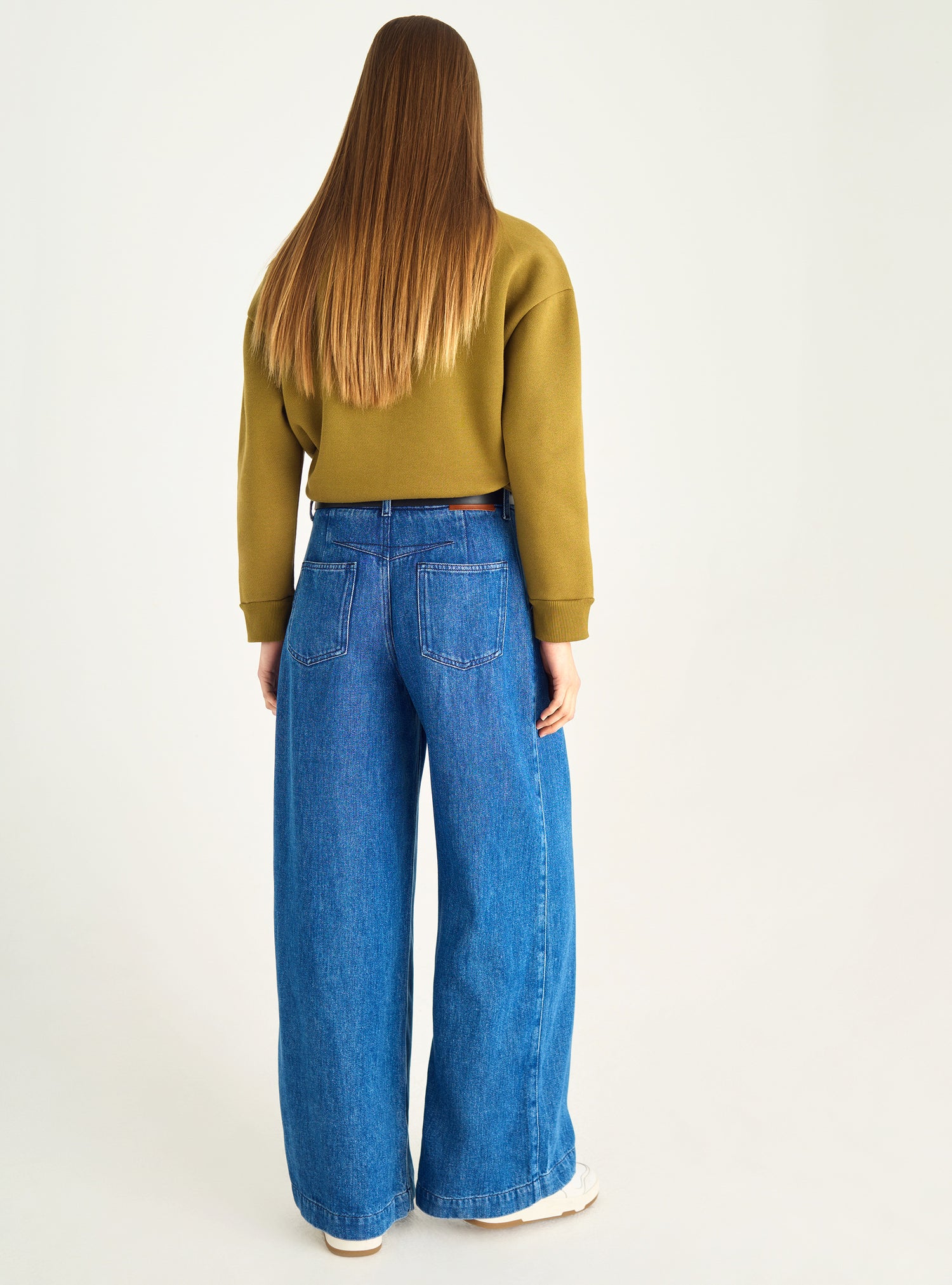 Jean ample et taille haute en denim de lyocell