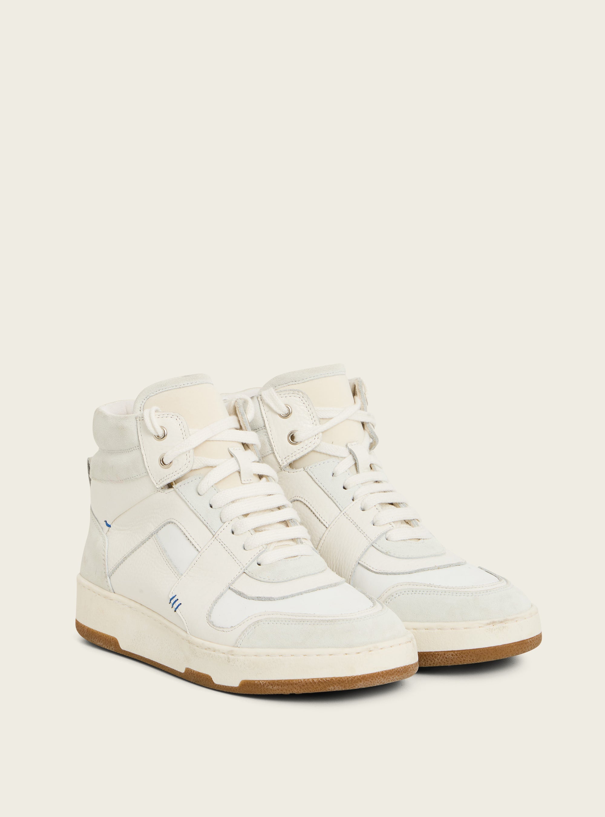Sneakers montantes en cuir et néoprène
