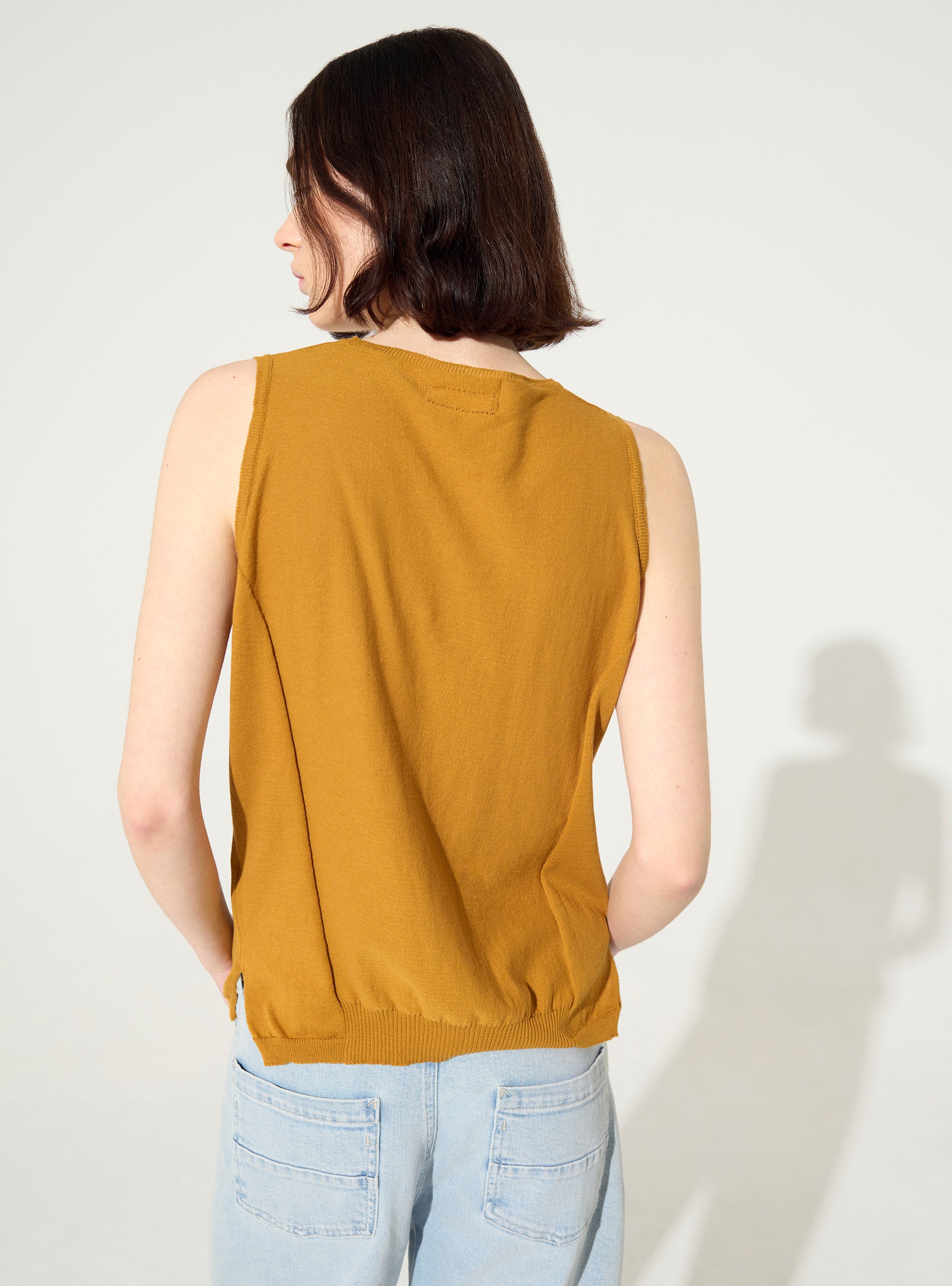 Brown cotton knit tank top