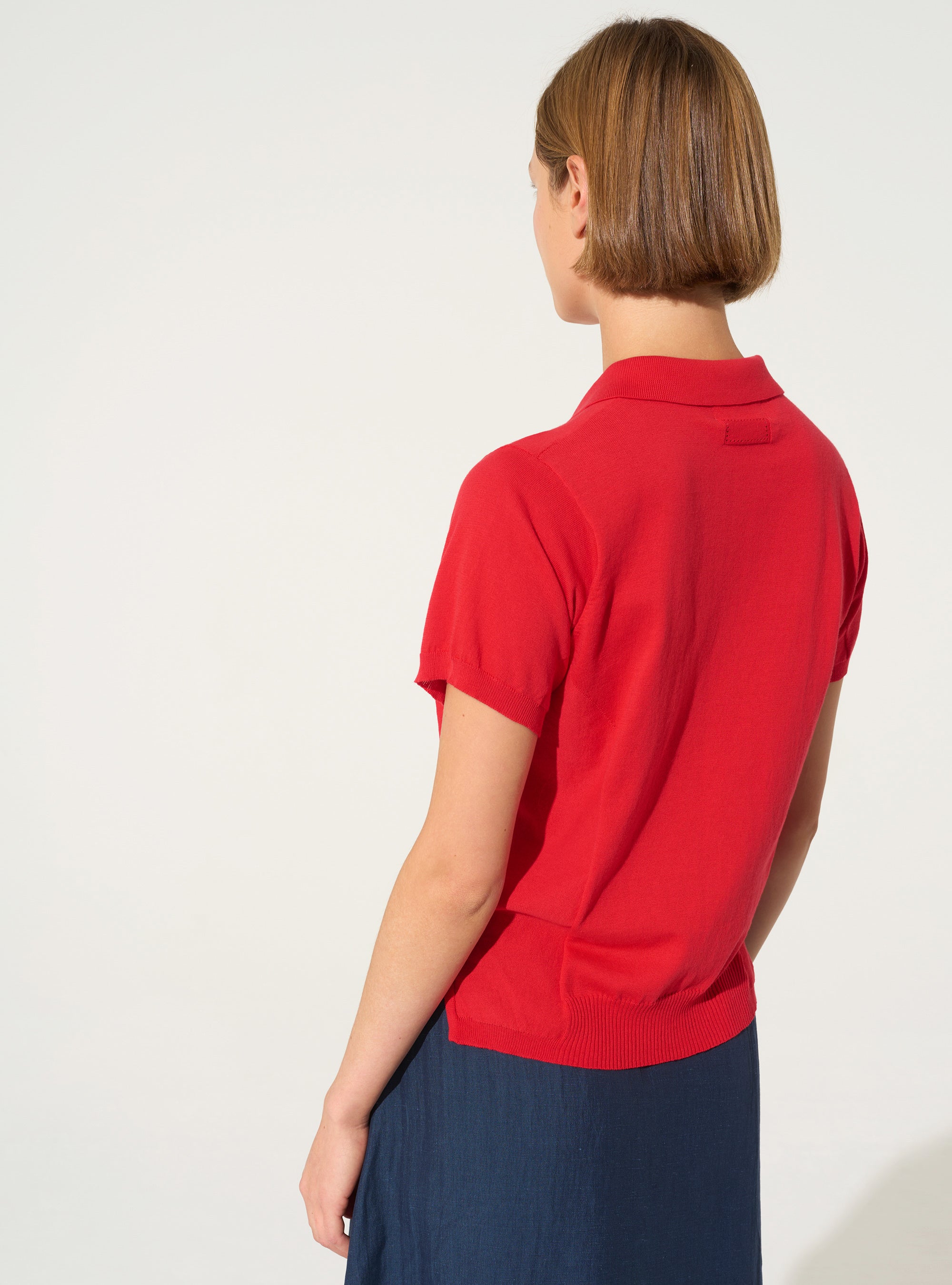 red organic cotton polo shirt