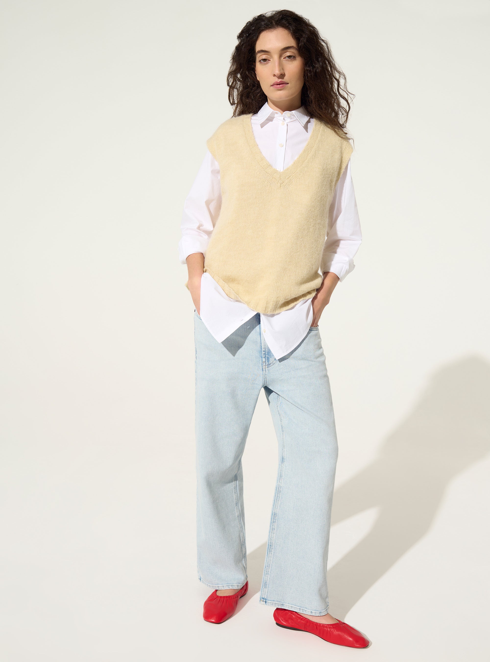 Pull sans manches blanc