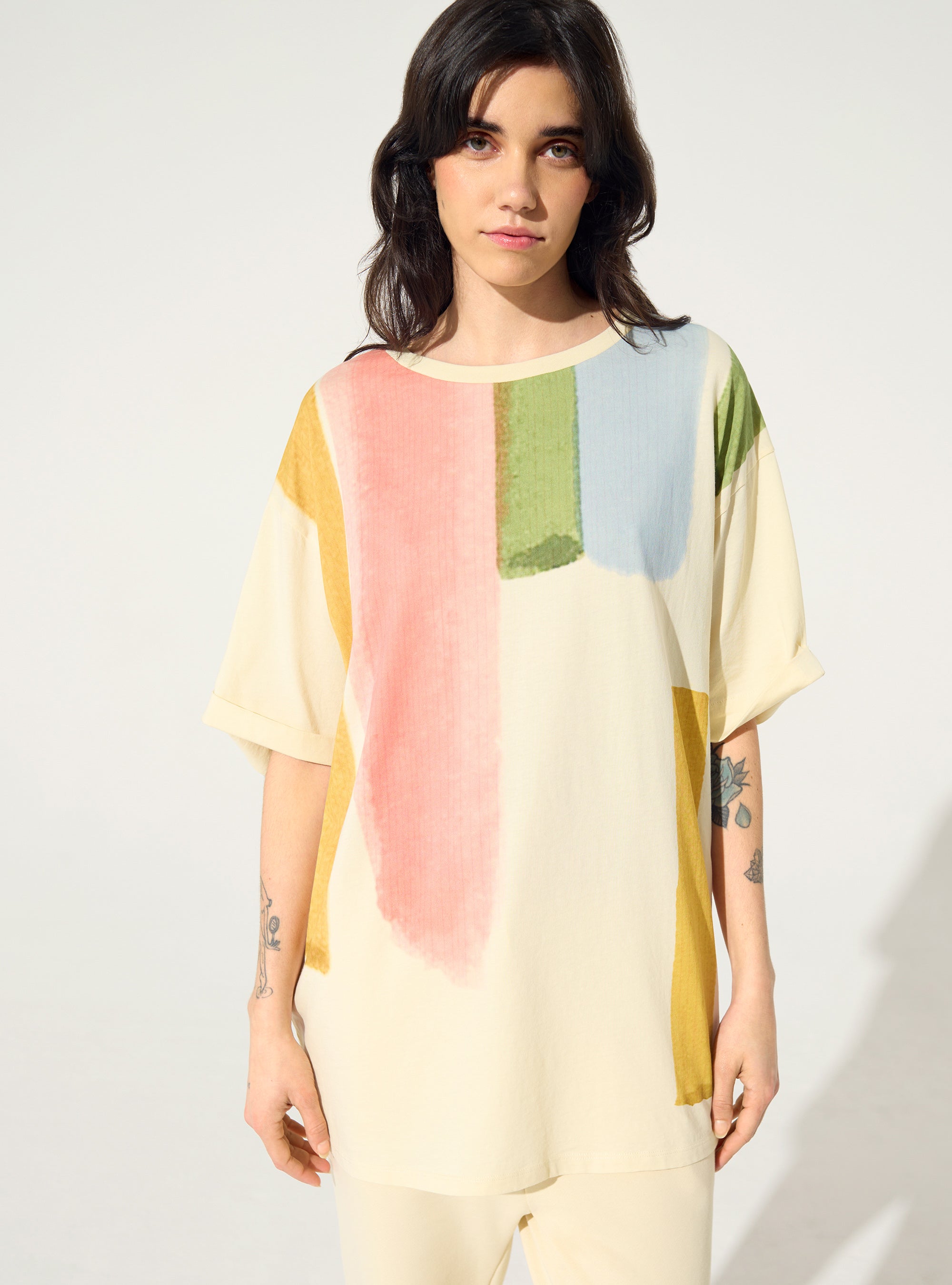 T-shirt imprimé maison en coton bio acoté