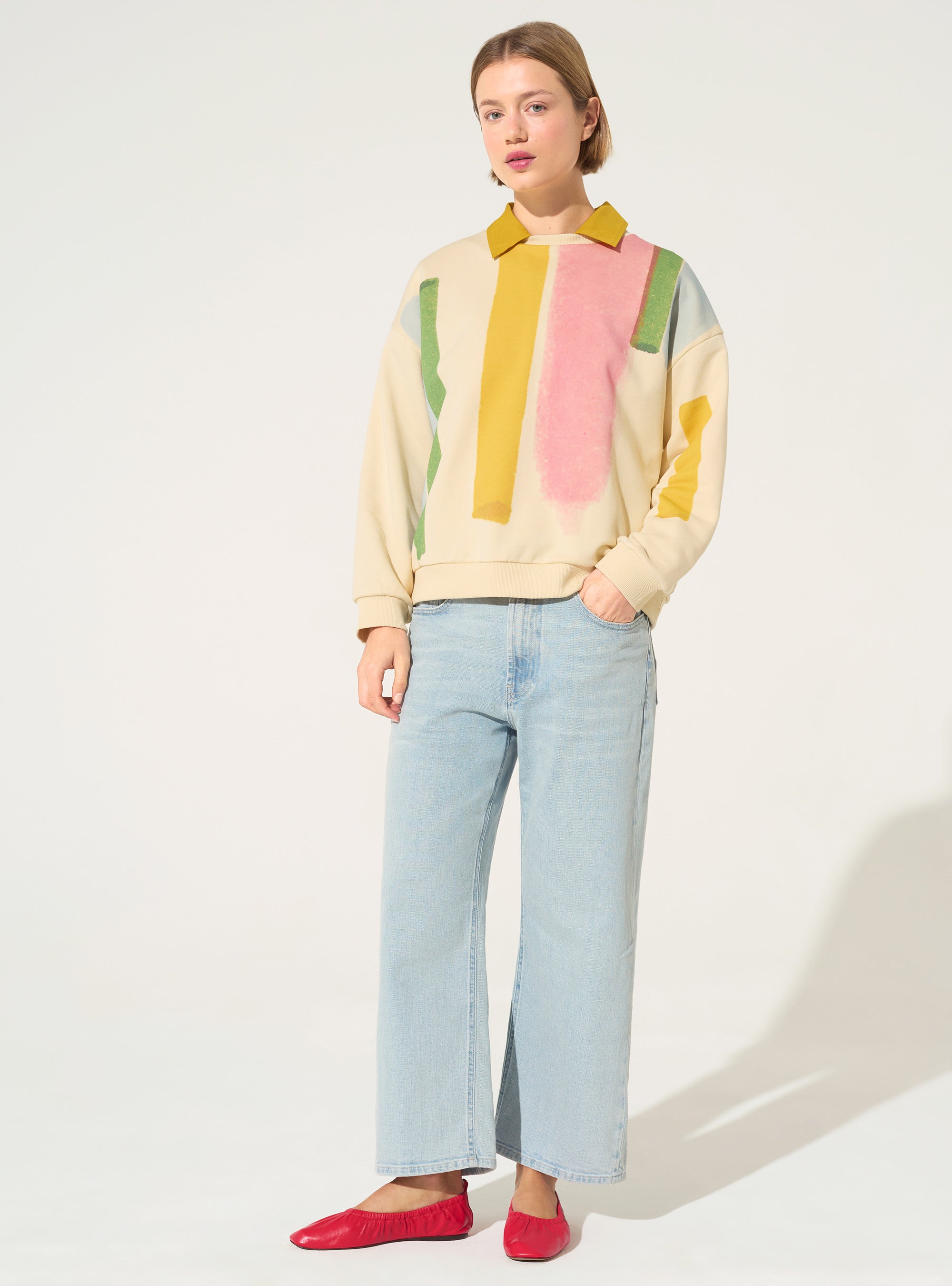 Sweatshirt mit Hausaufdruck aus Bio-Baumwolle