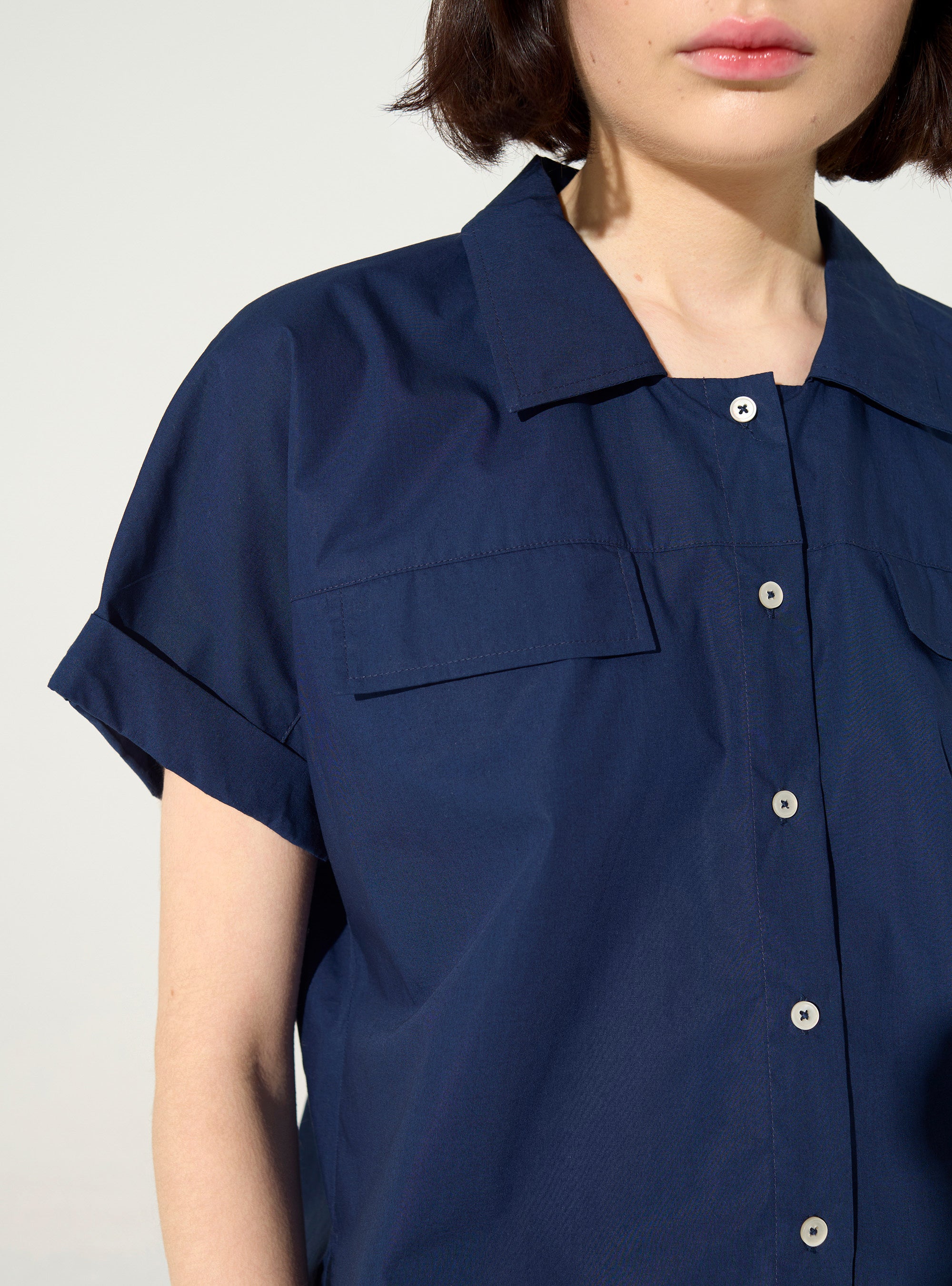 Chemise oversize en coton biologique bleu