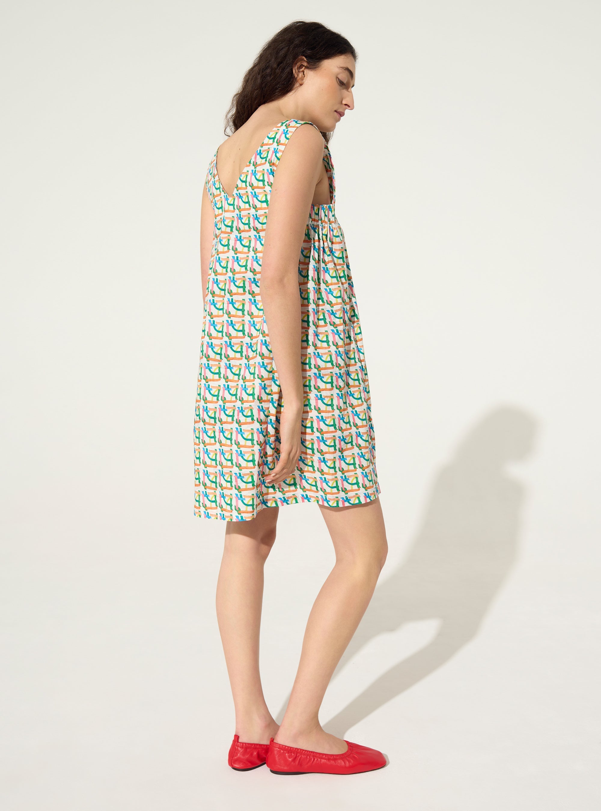 Robe droite imprimée en coton