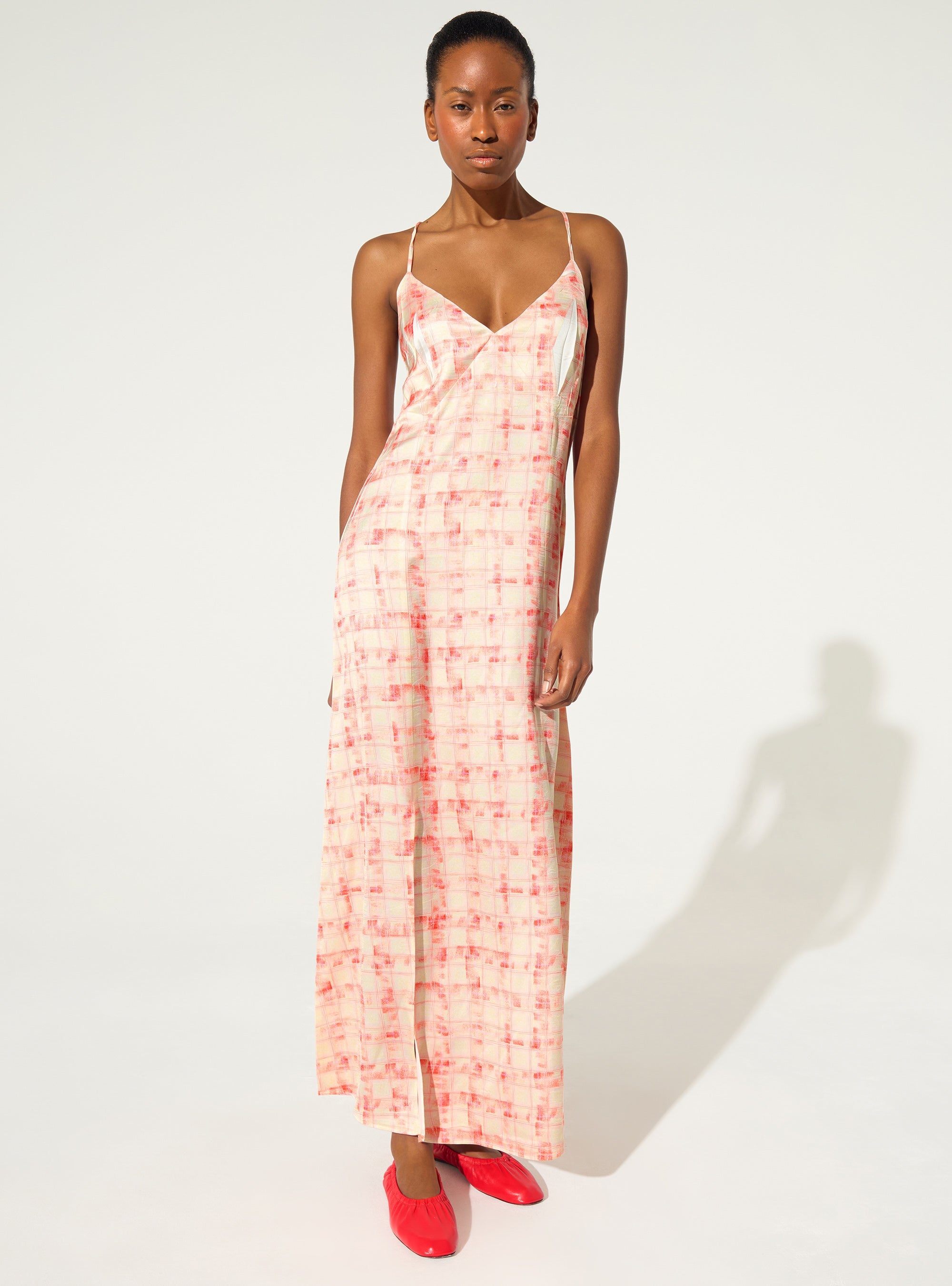 Robe longue imprimée orange