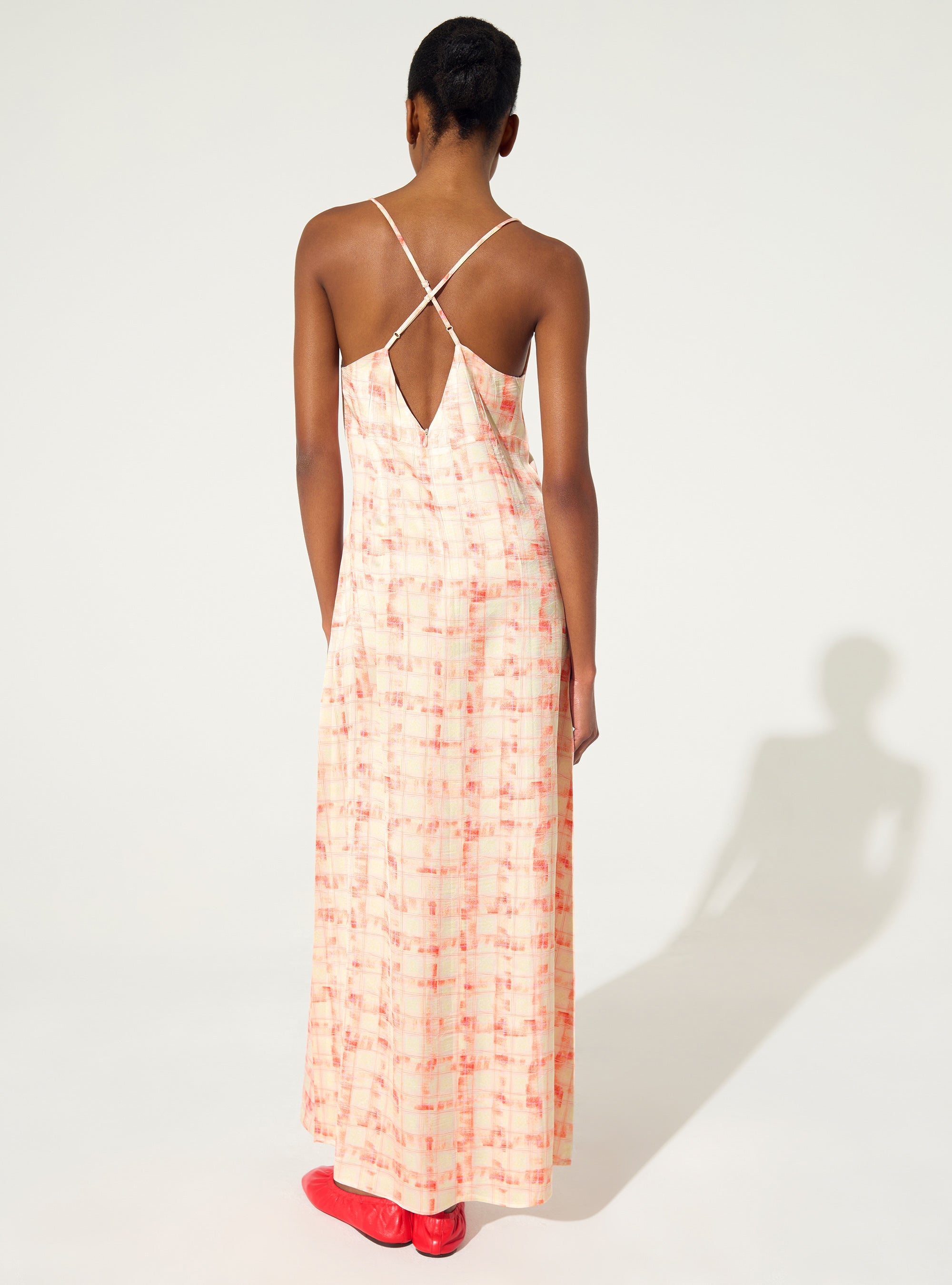 Robe longue imprimée orange