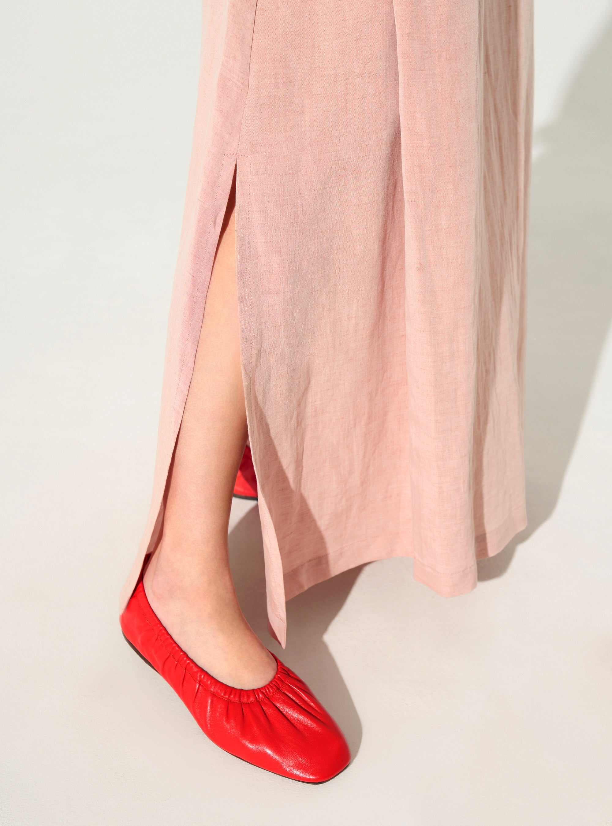 Rock aus rosa Leinen und Lyocell