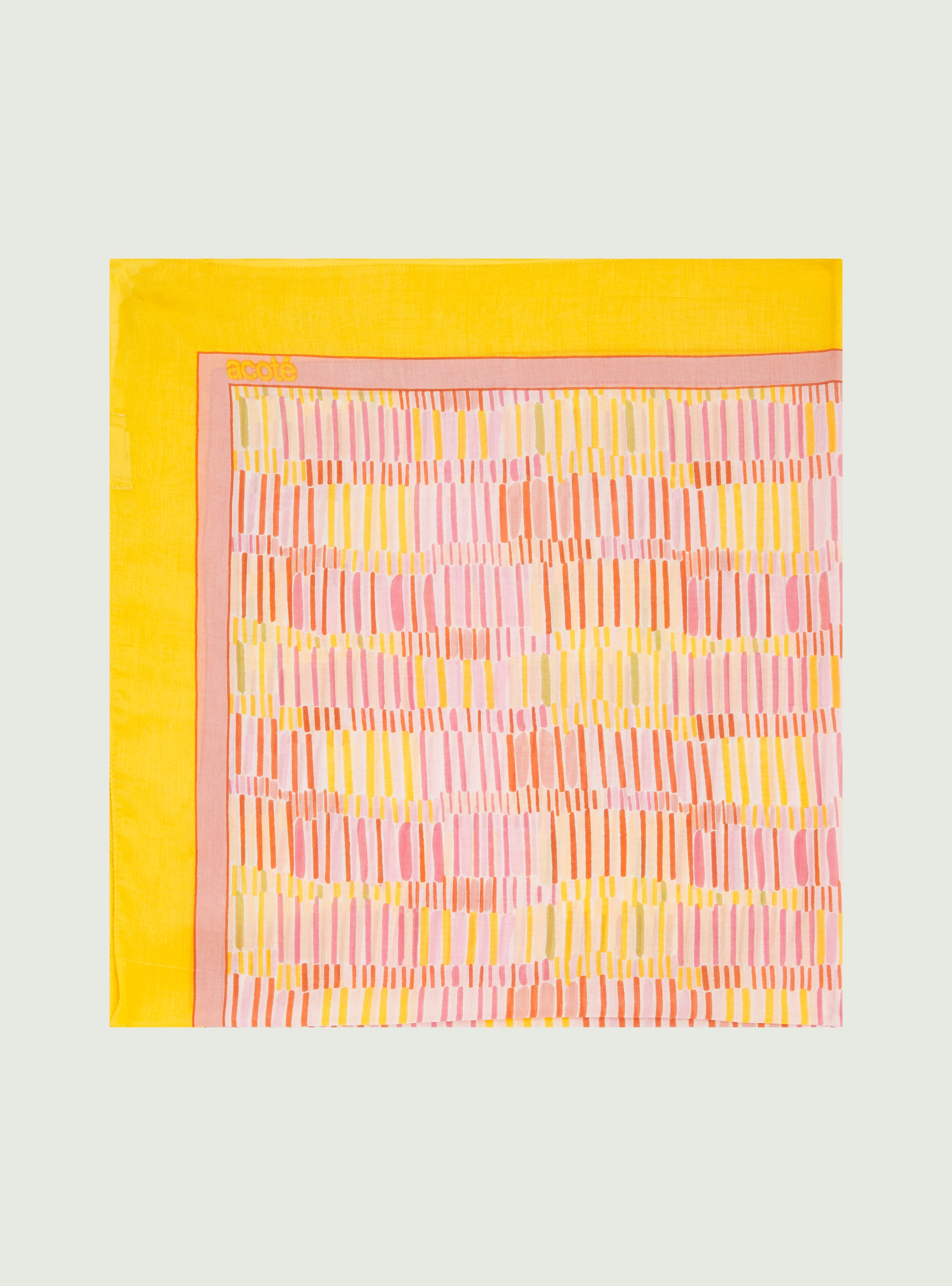 Red printed scarf in cotton and silk