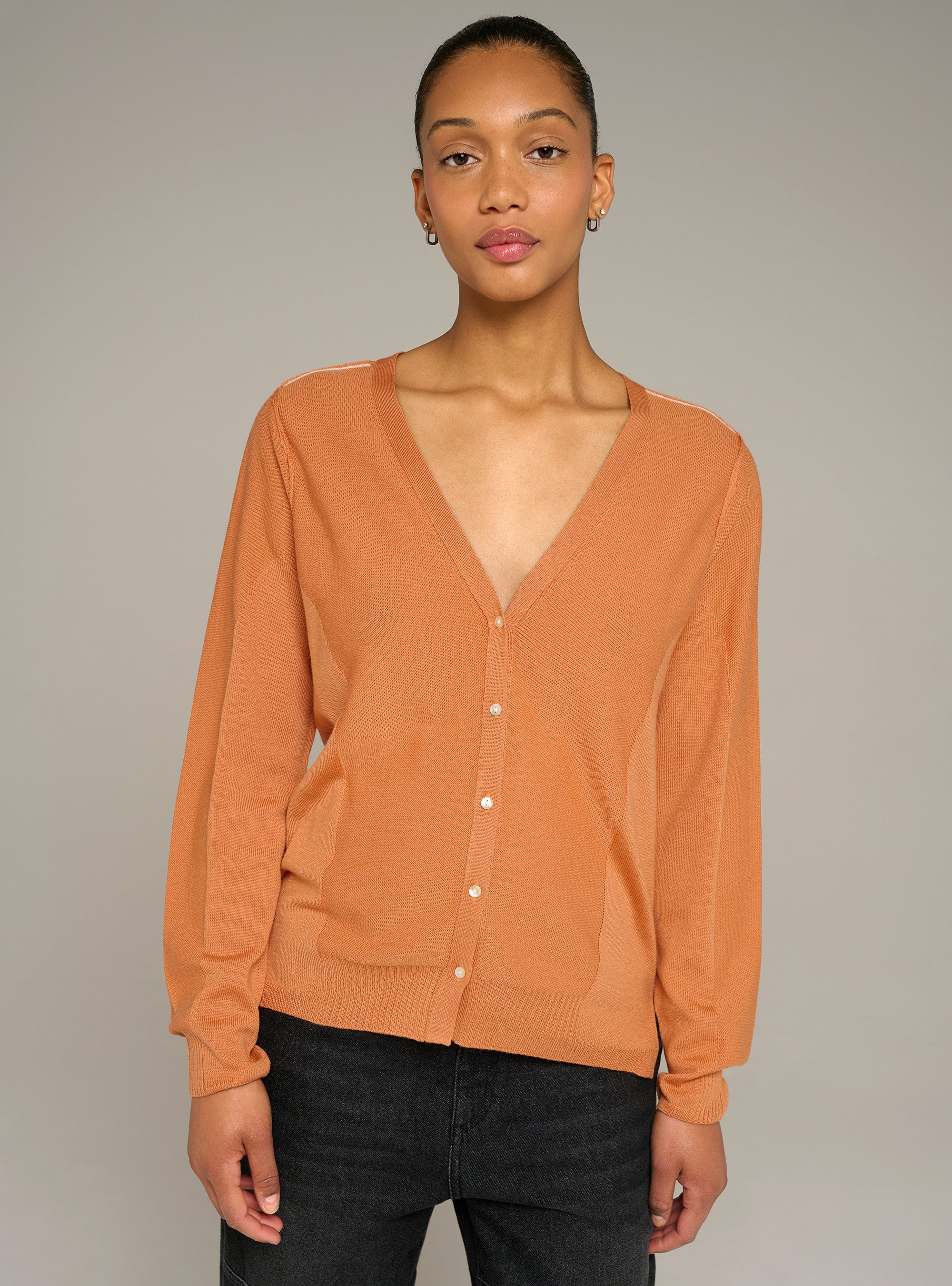 Cotélac acoté cardigan col v maille fine en laine