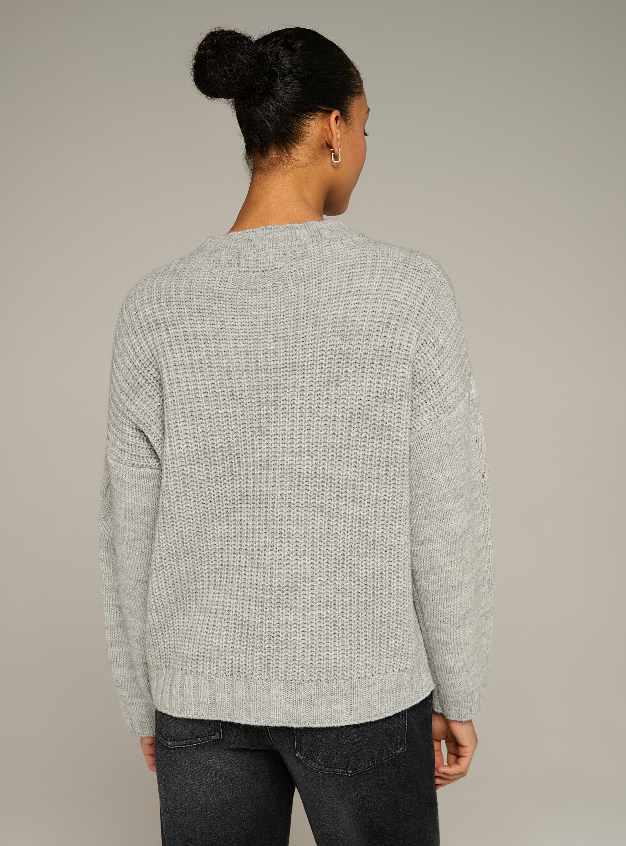 Cotélac acoté pull col rond oversize en maille torsadée