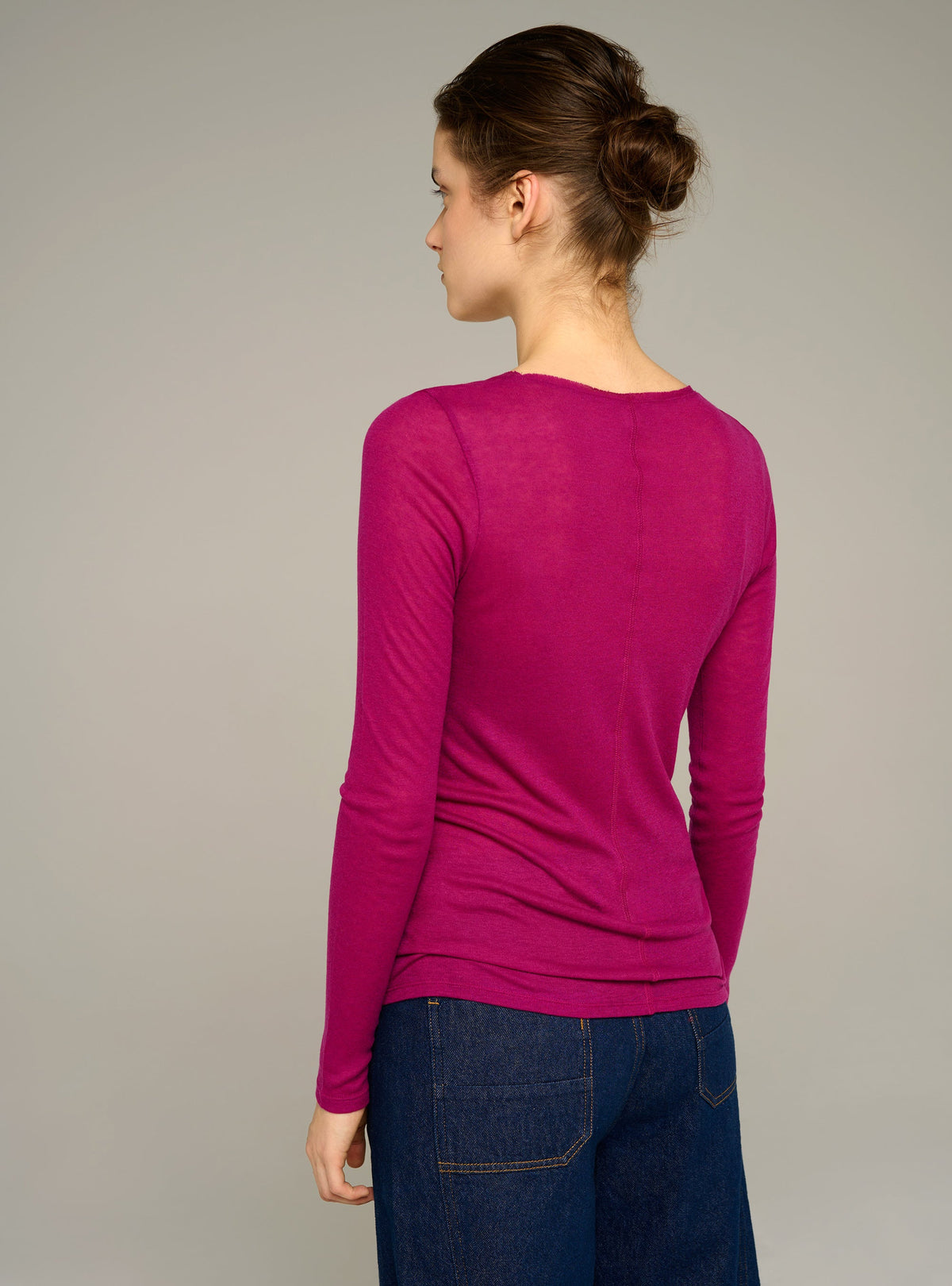 Cotélac acoté tee-shirt manches longues col rond ajusté en jersey