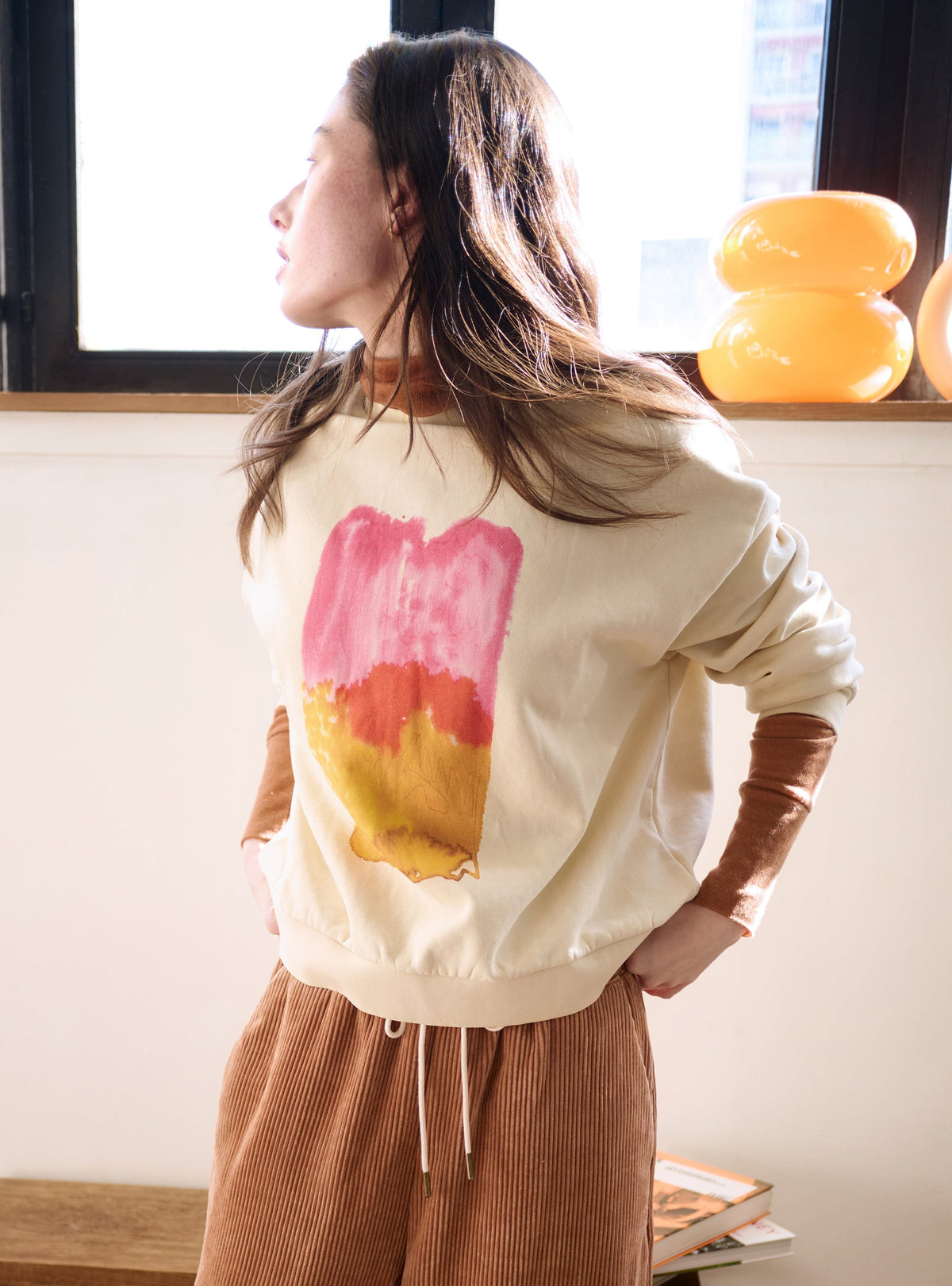Sweat imprimé oversize en coton biologique acoté