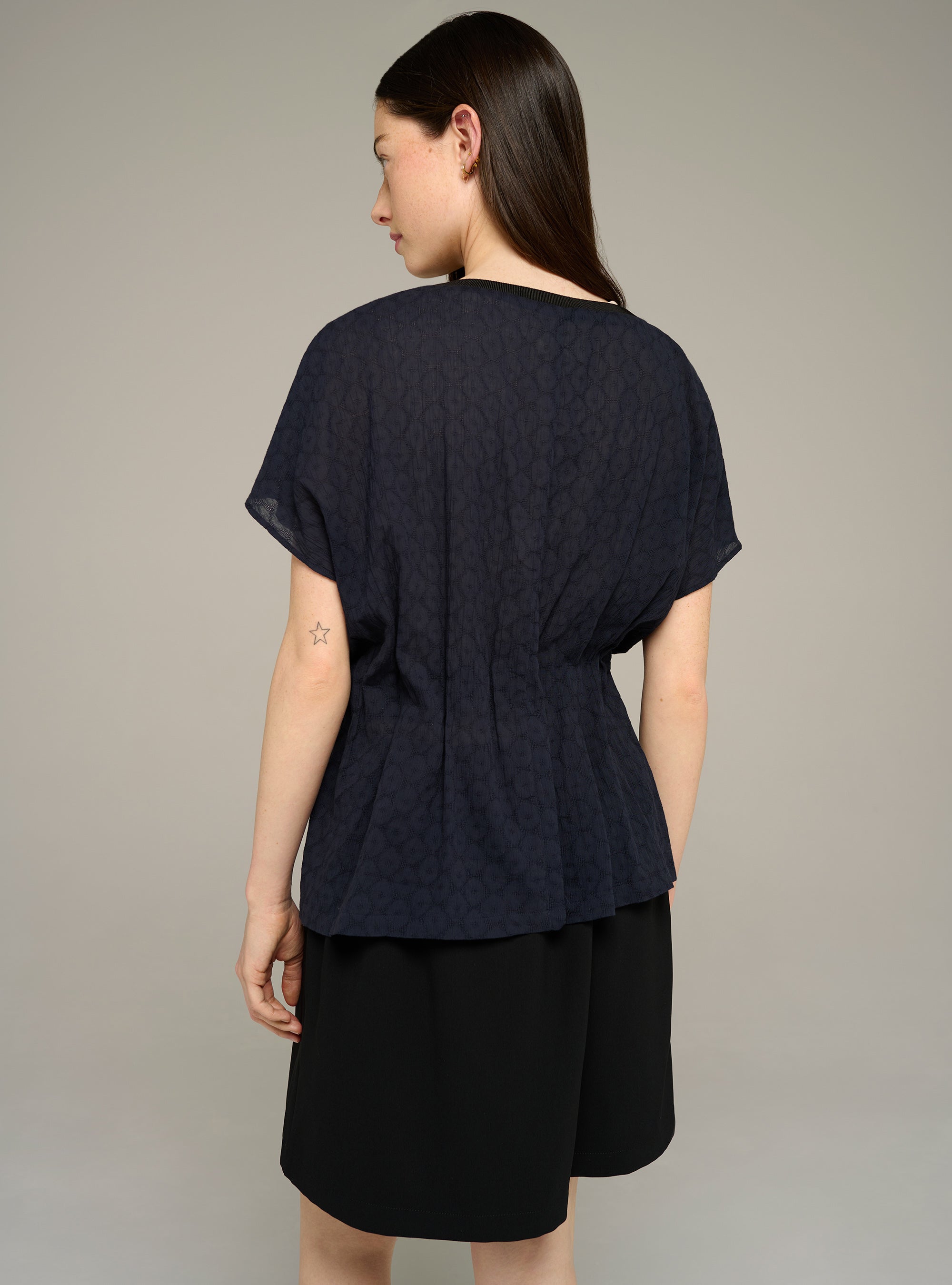 Cotélac acoté blouse droite manches courtes imprimée en coton