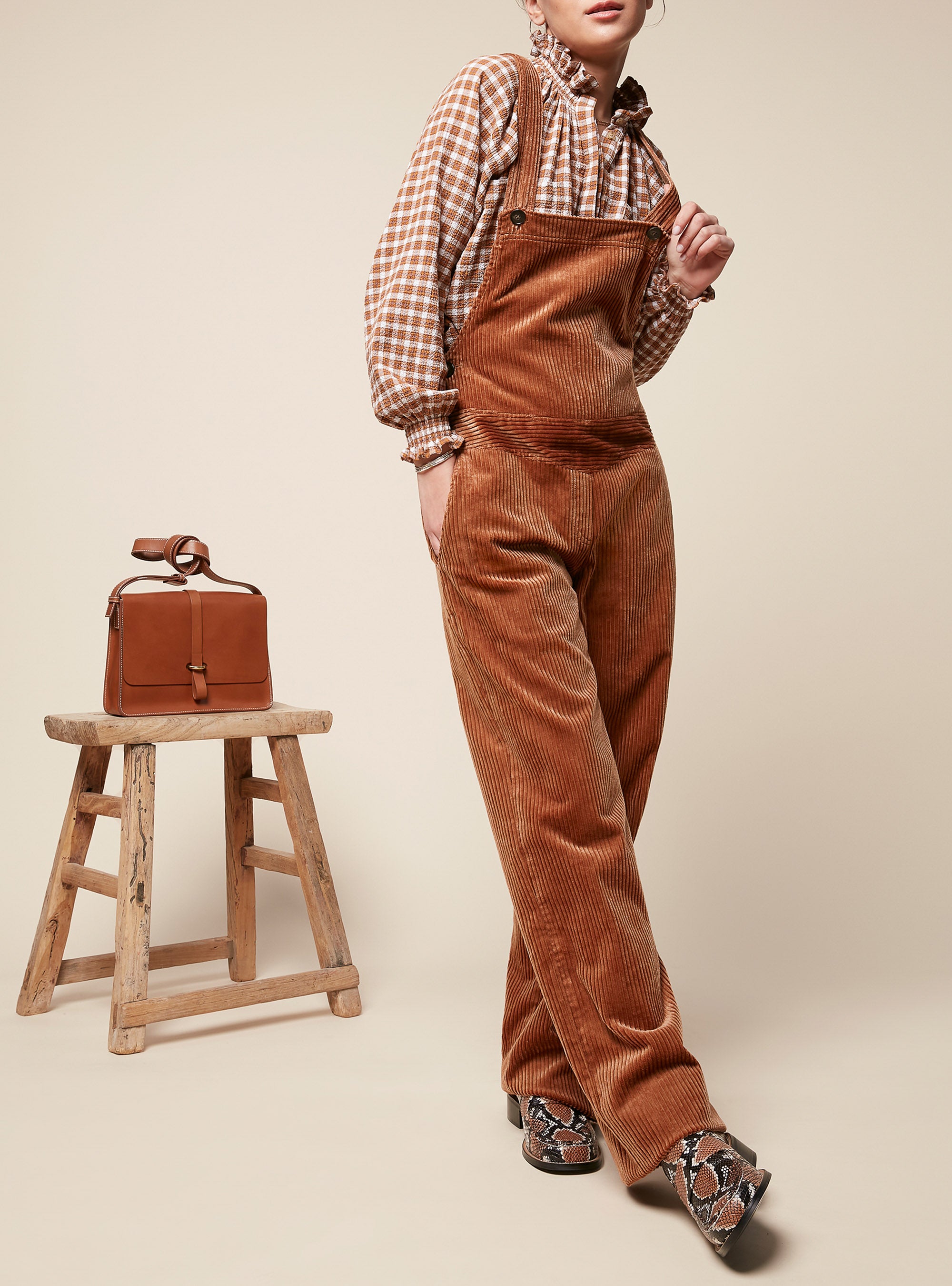 Wide Velvet Overalls