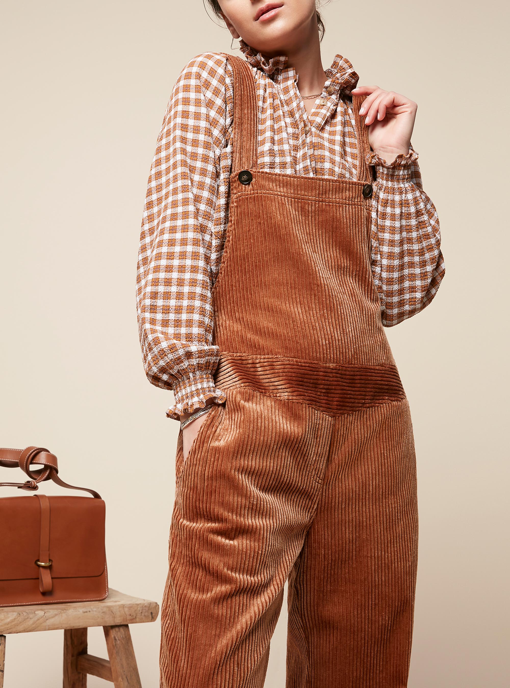 Wide Velvet Overalls
