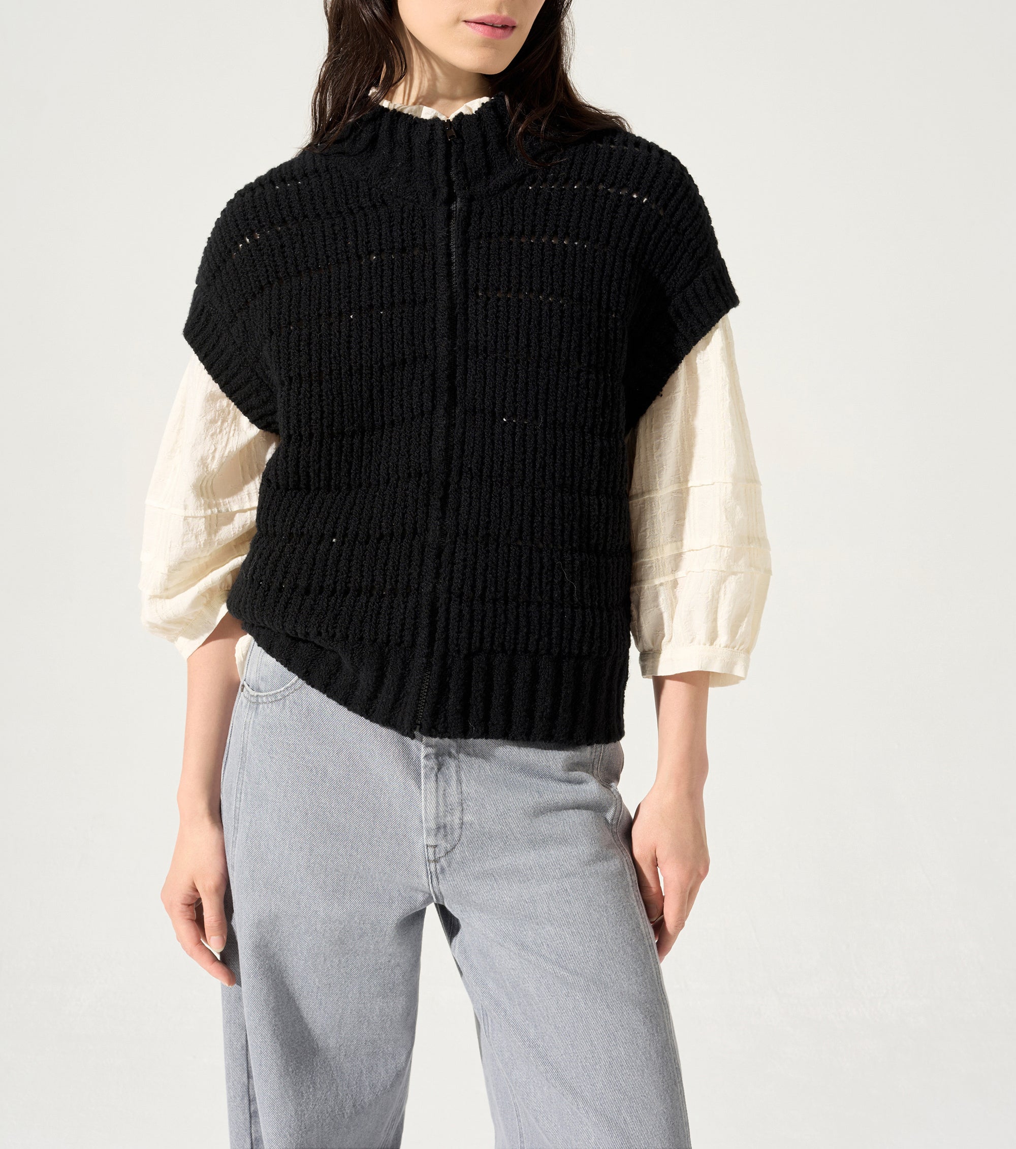 Ärmellose Strickjacke