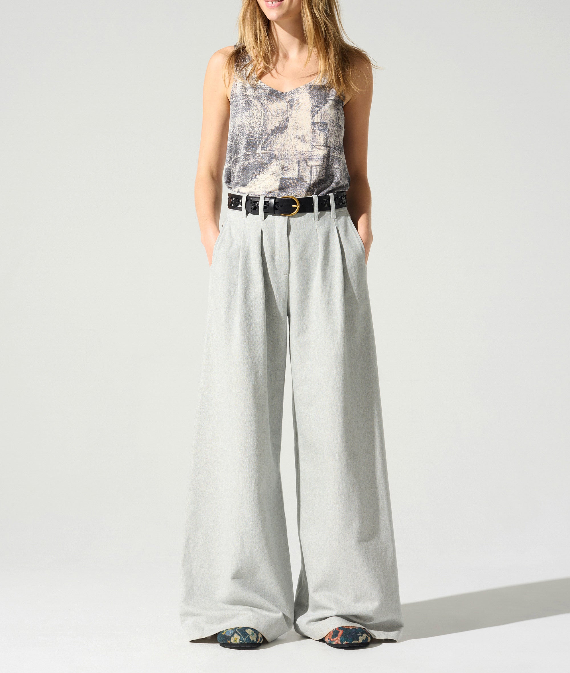 Pantalon large taille haute Cotélac