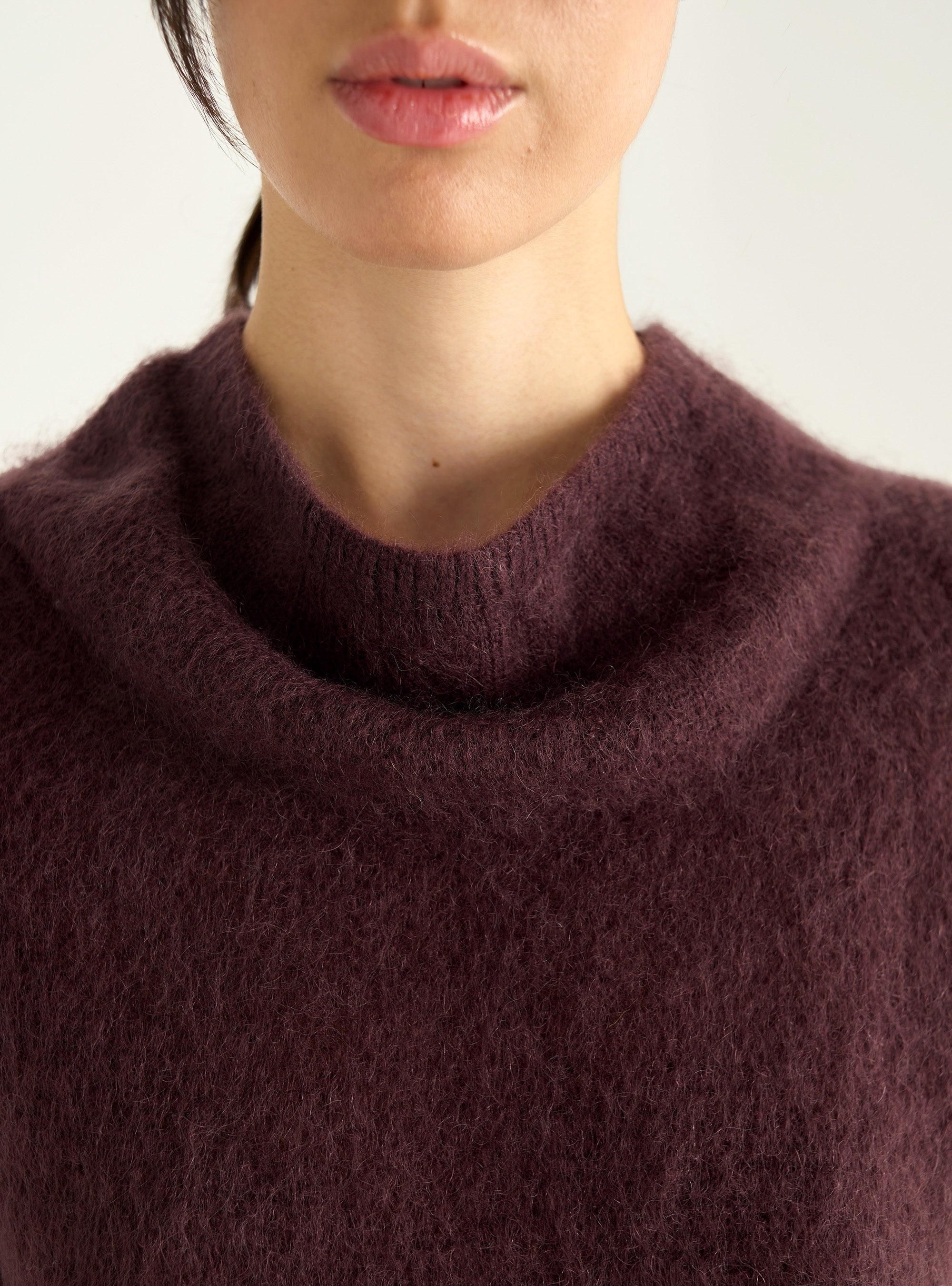 Pull manches courtes en mohair brossé