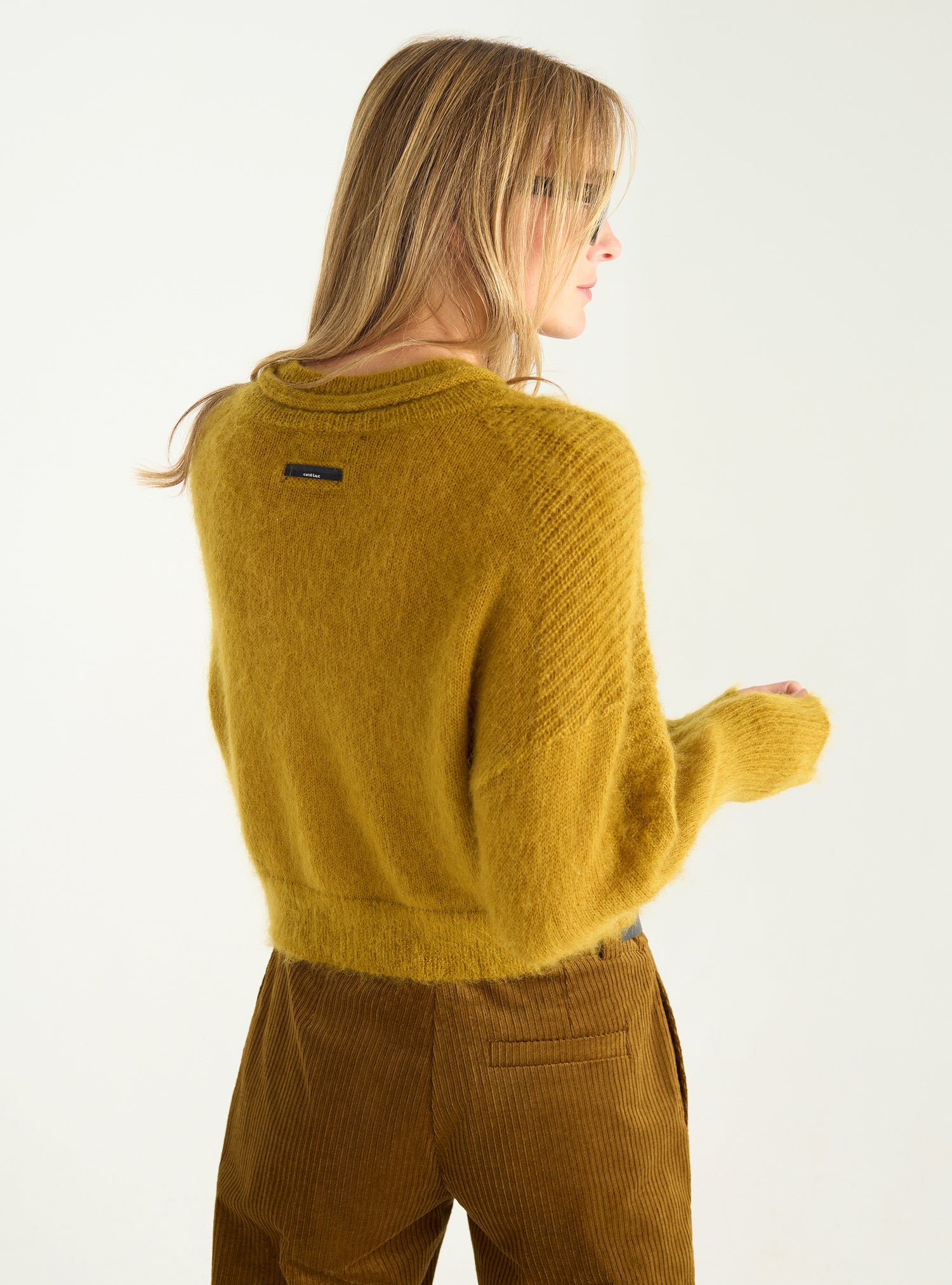 Cardigan court zippé en mohair