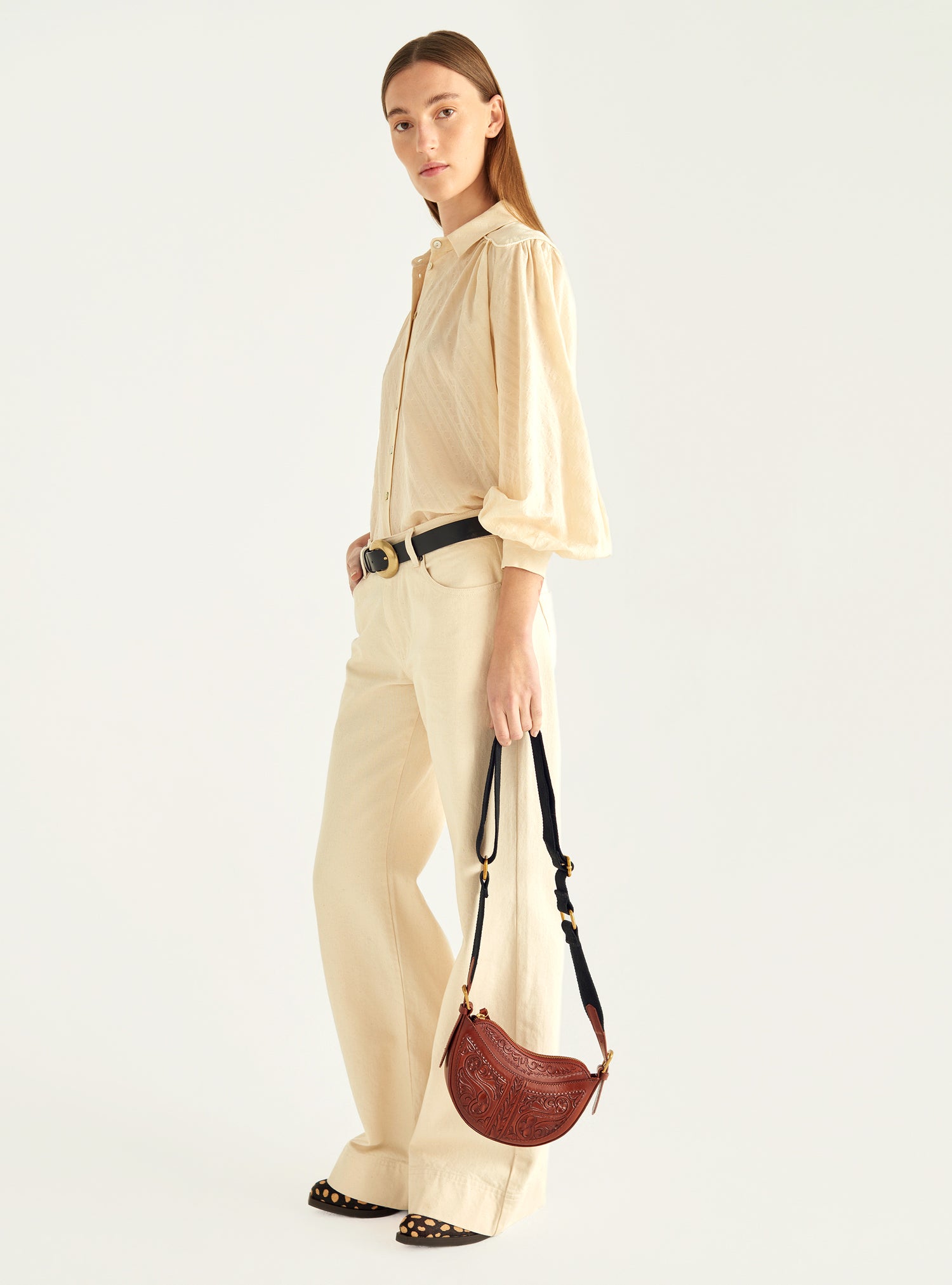 Blouse romantique en laine et soie