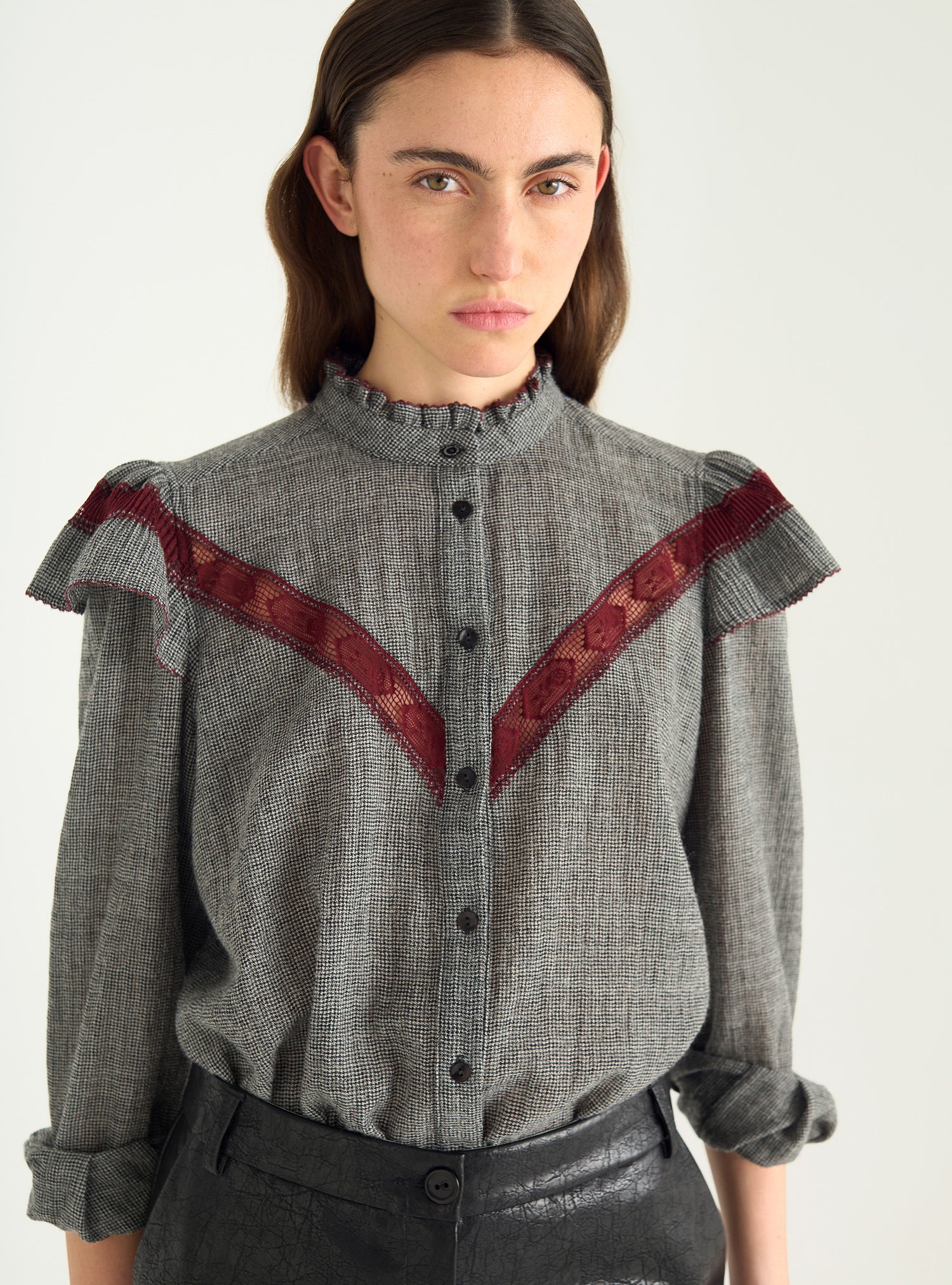 Chemise en laine et coton