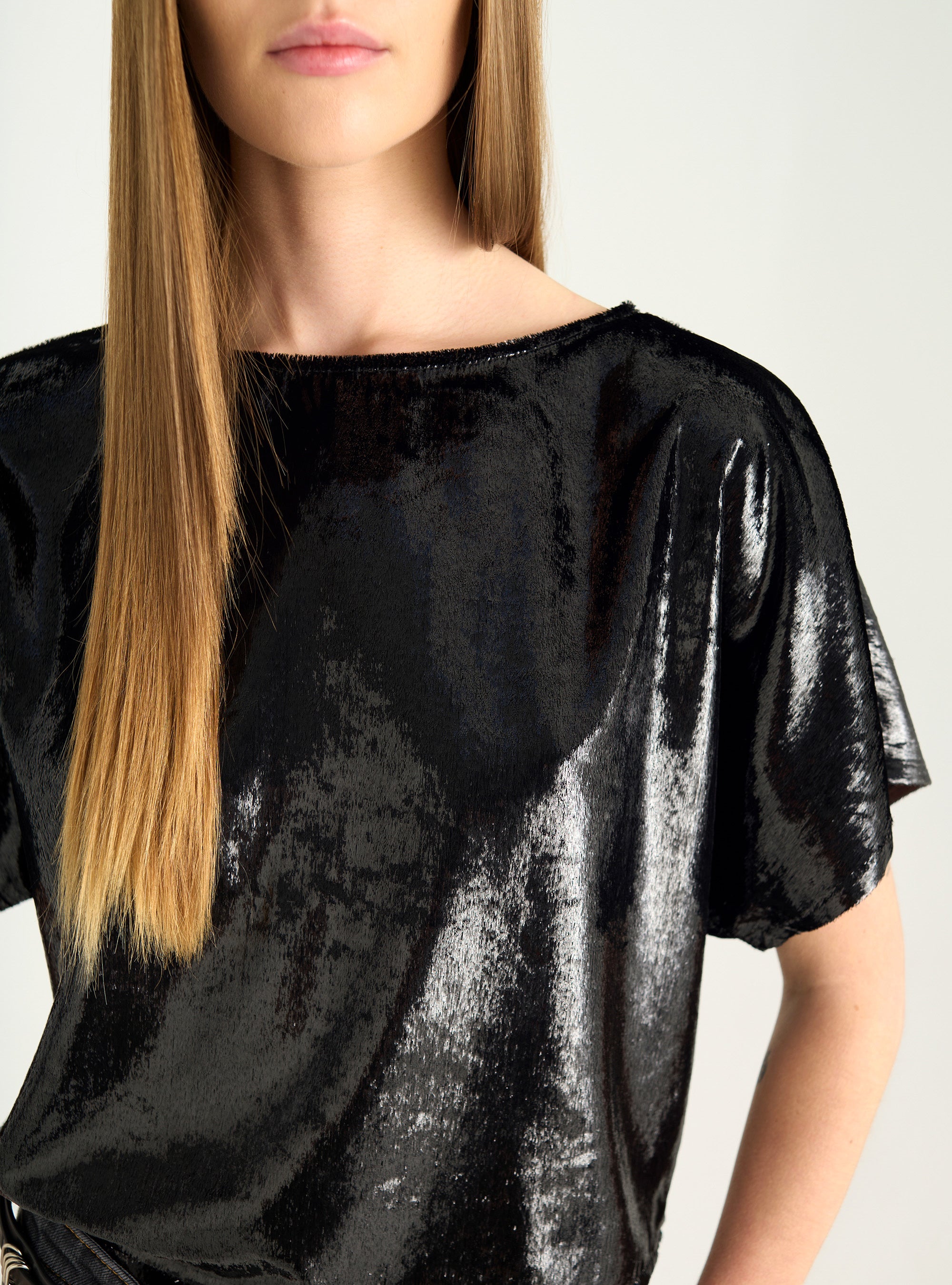 Blouse trapèze en velours fluide