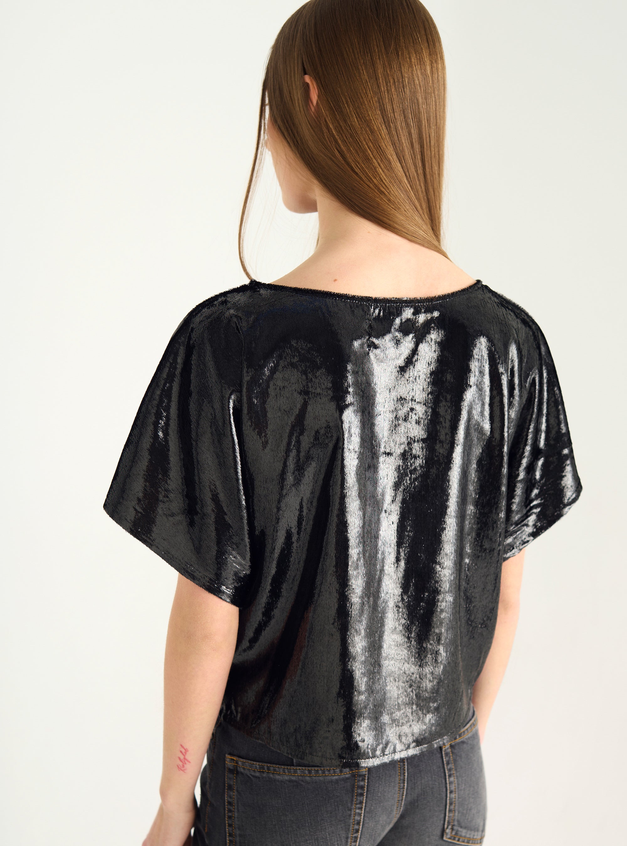 Blouse trapèze en velours fluide