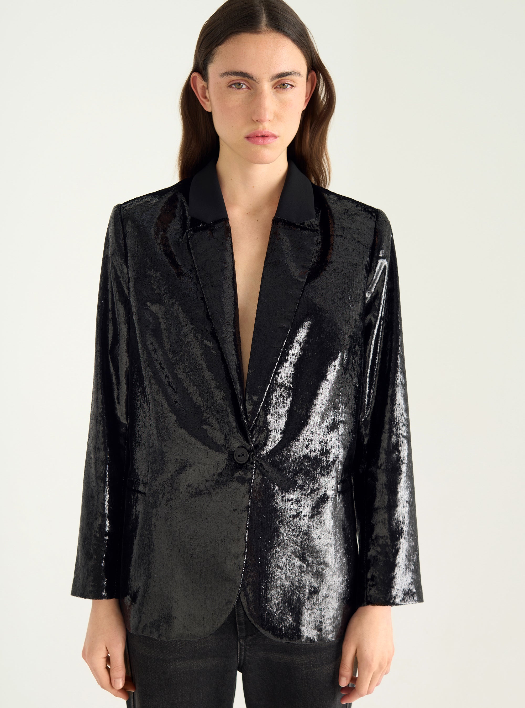 Veste blazer en velours fluide