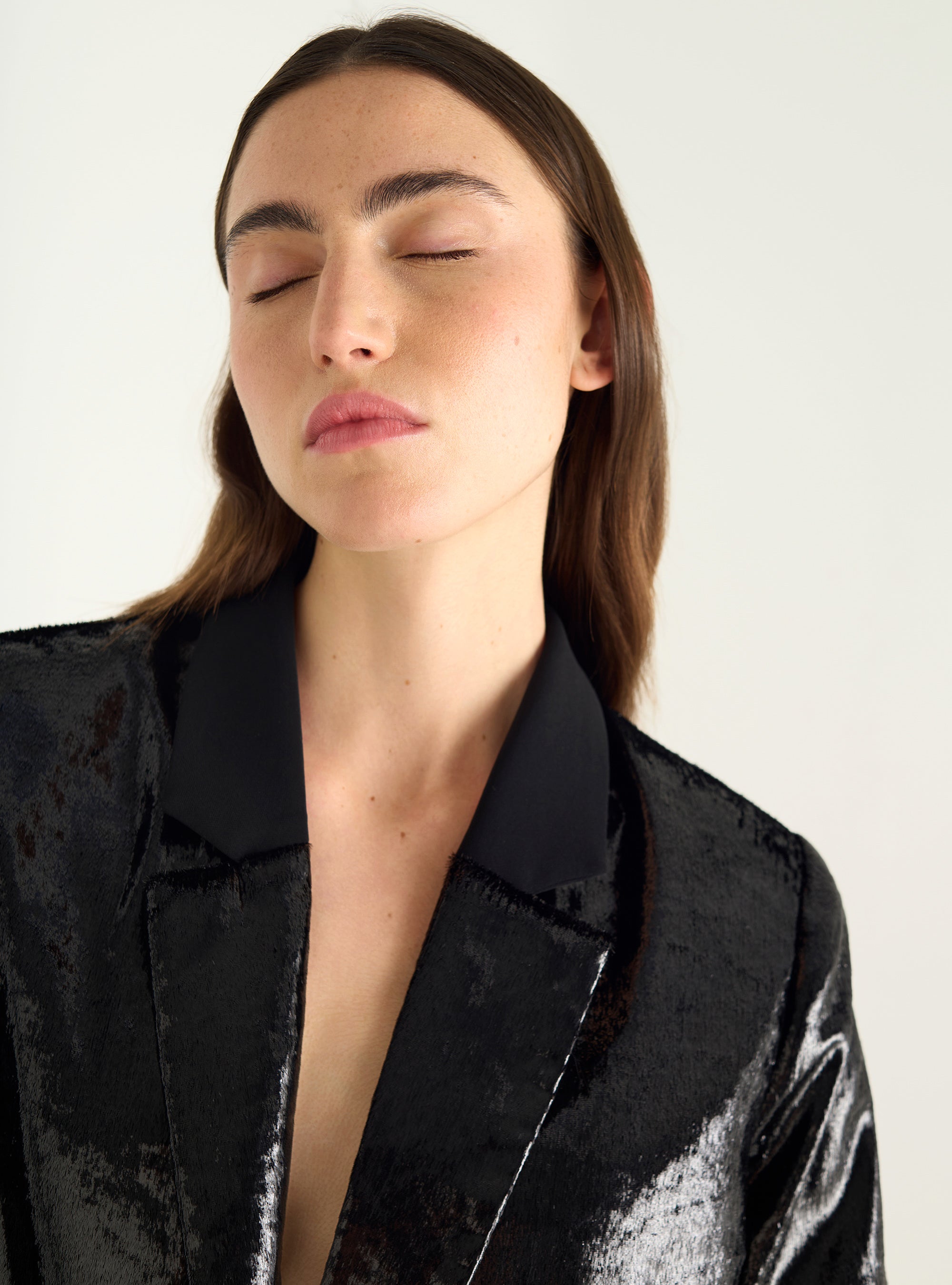 Veste blazer en velours fluide