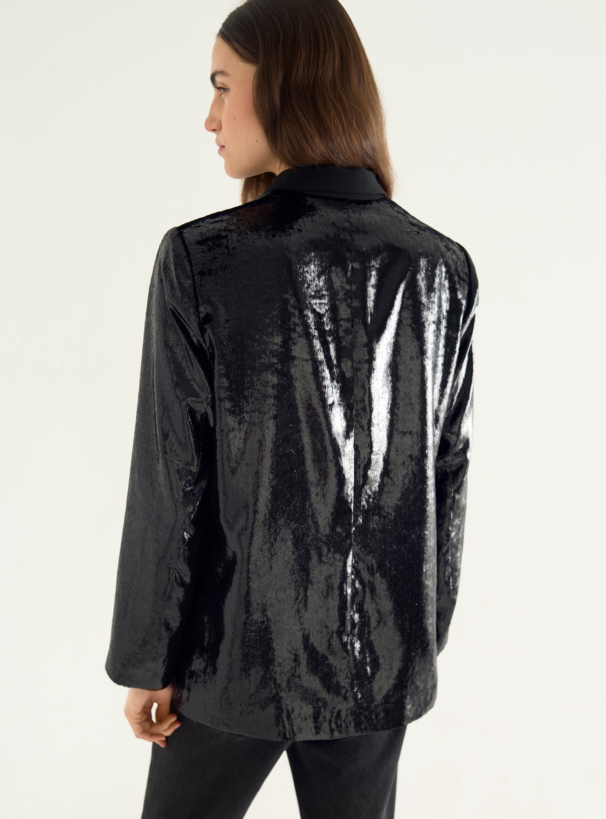 Veste blazer en velours fluide