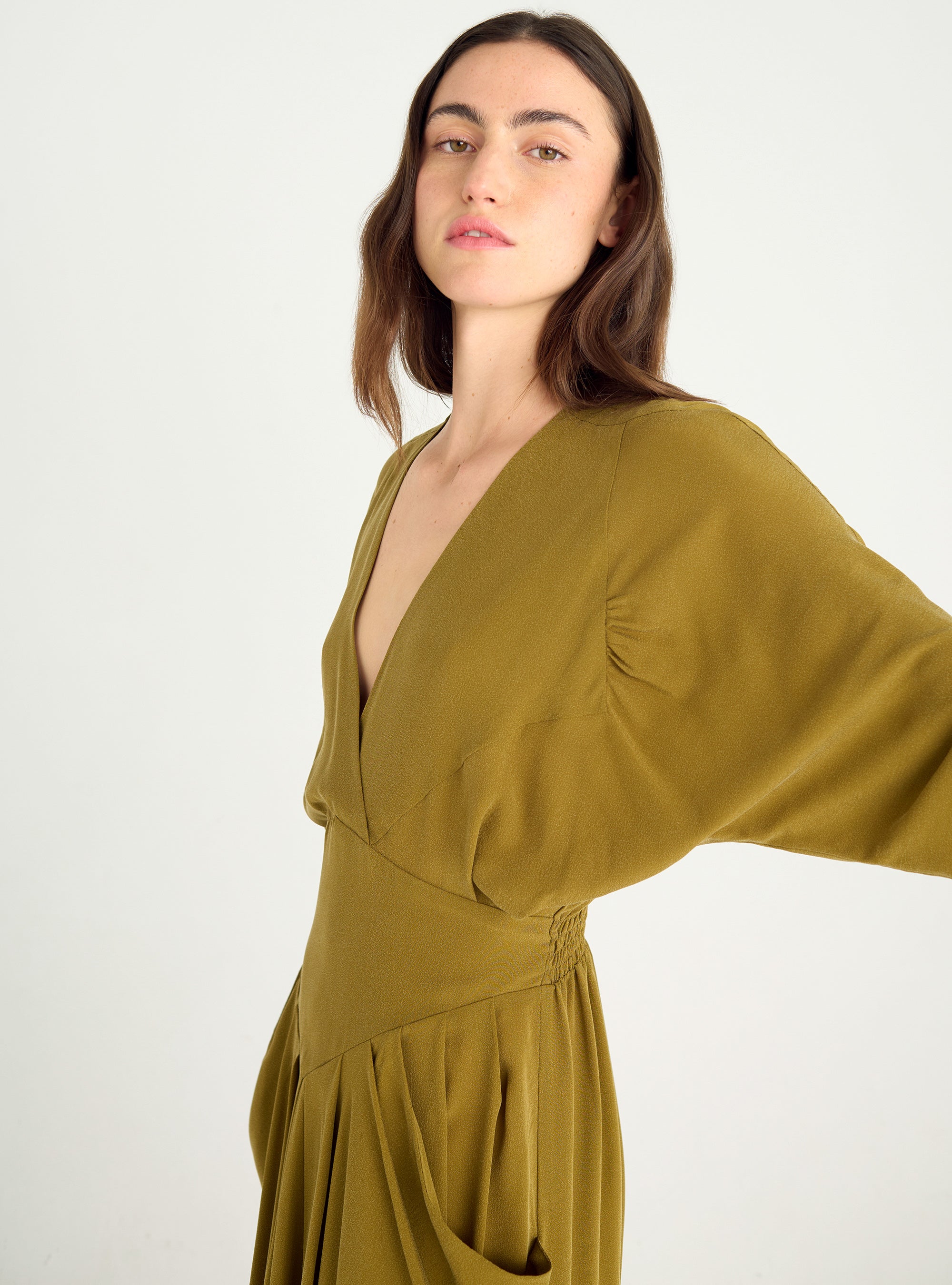 Robe en cupro effet lavé