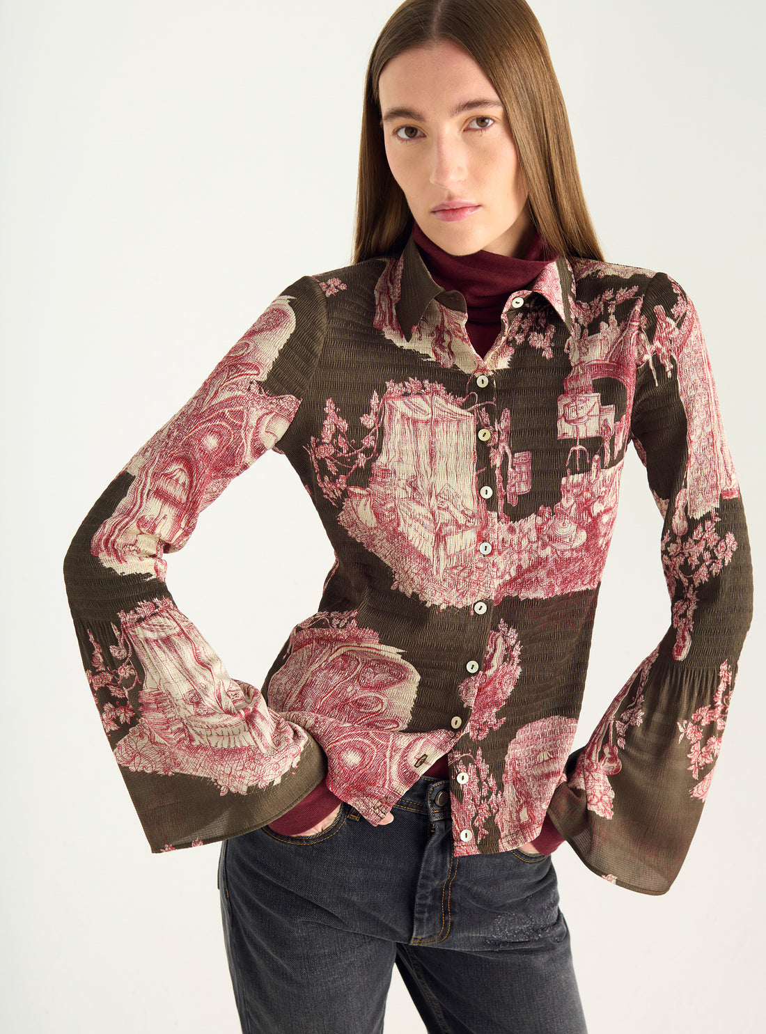 Chemise ajustée bouillonné