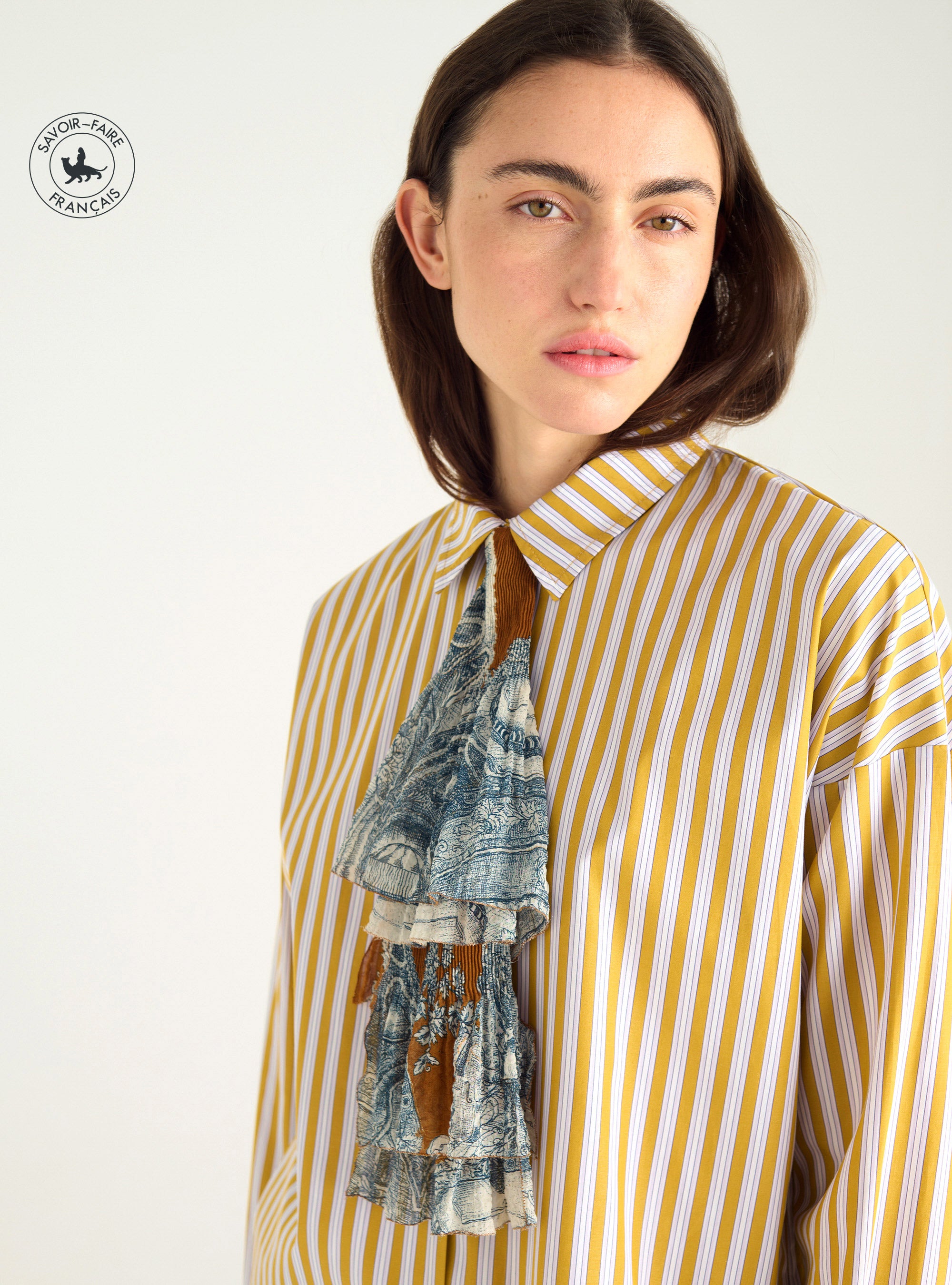 "Heart Strings" printed jabot-style tie