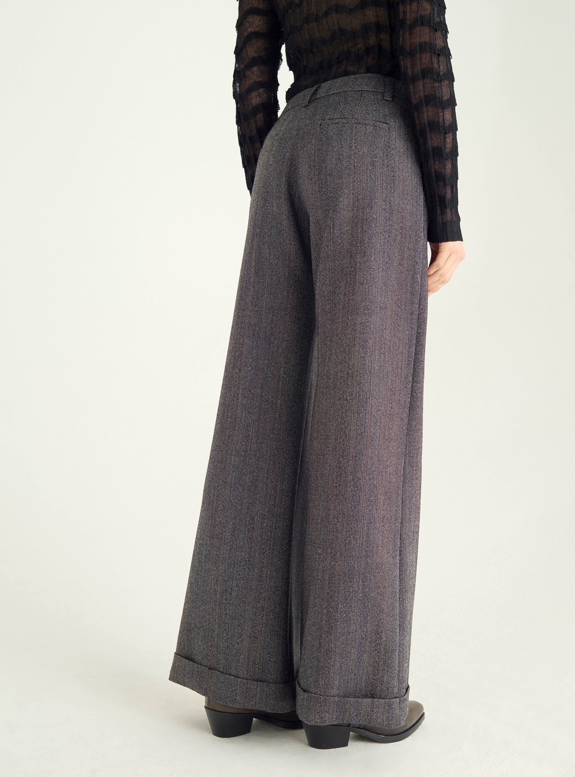 Pantalon large en tweed texturé