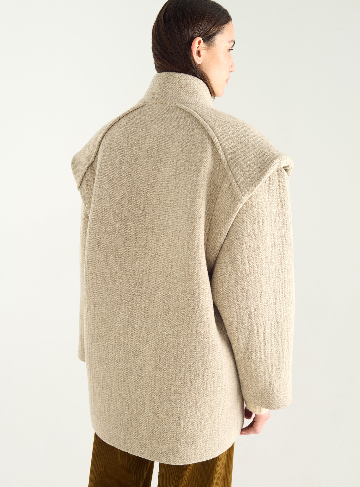 Manteau structuré en laine et lin