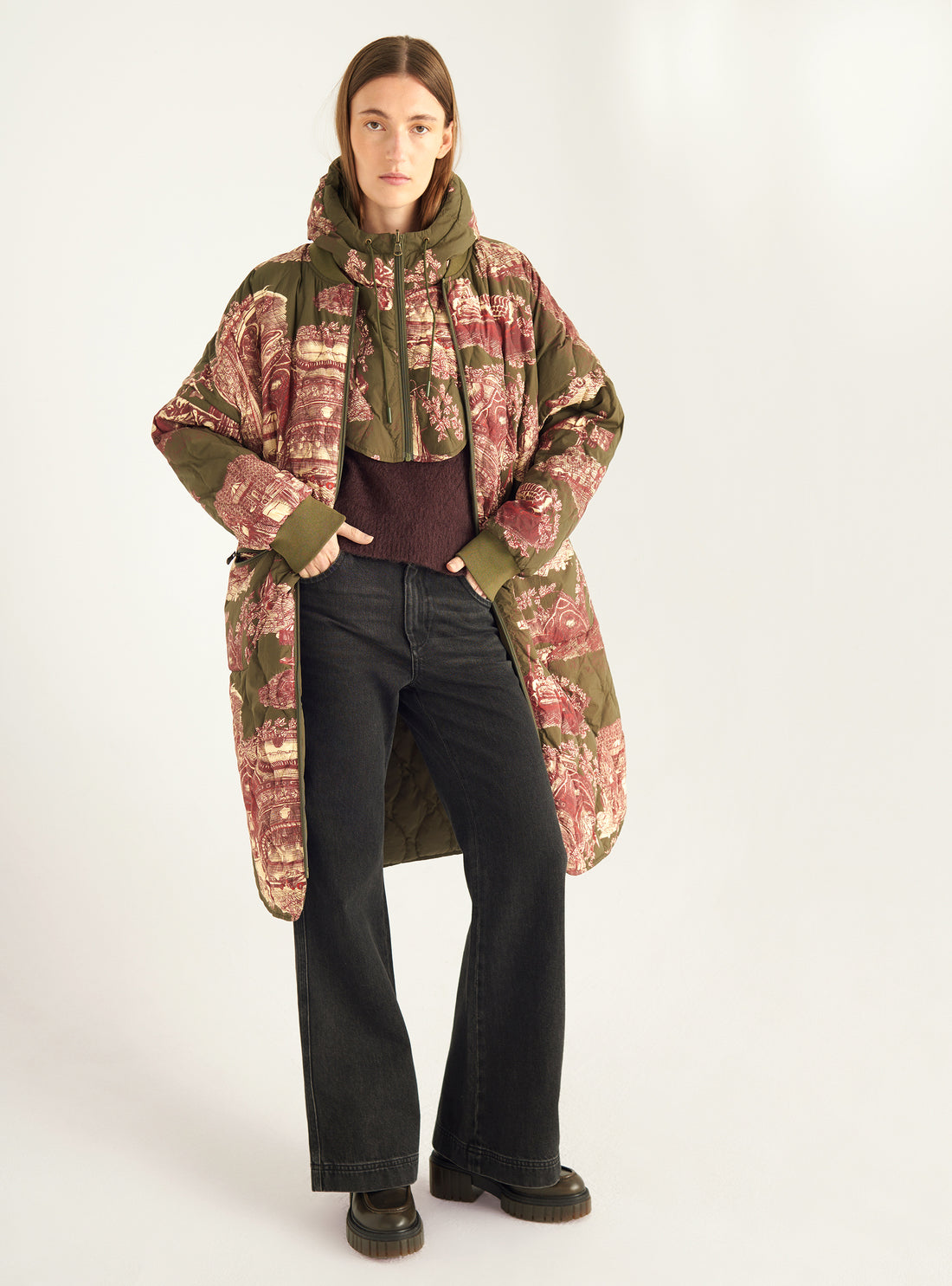 Doudoune longue réversible