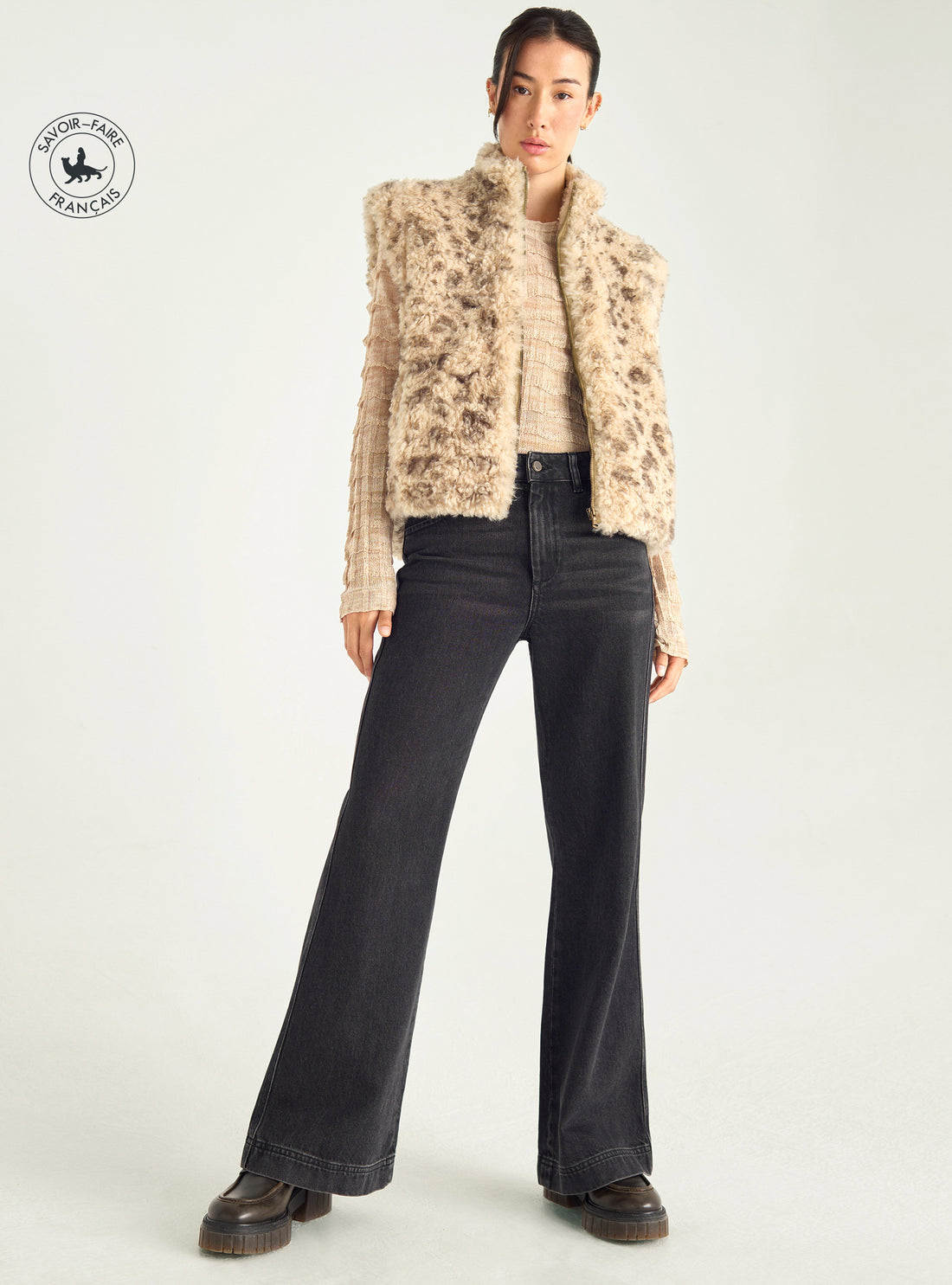 Gilet sans manches en fausse fourrure