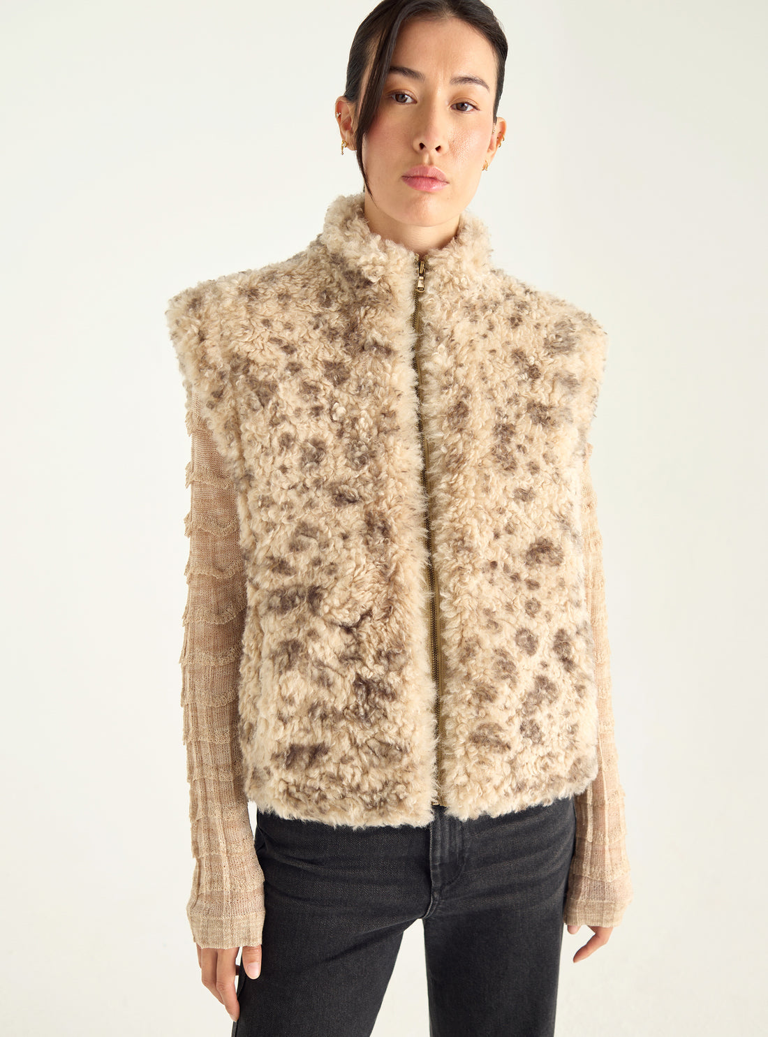 Gilet sans manches en fausse fourrure